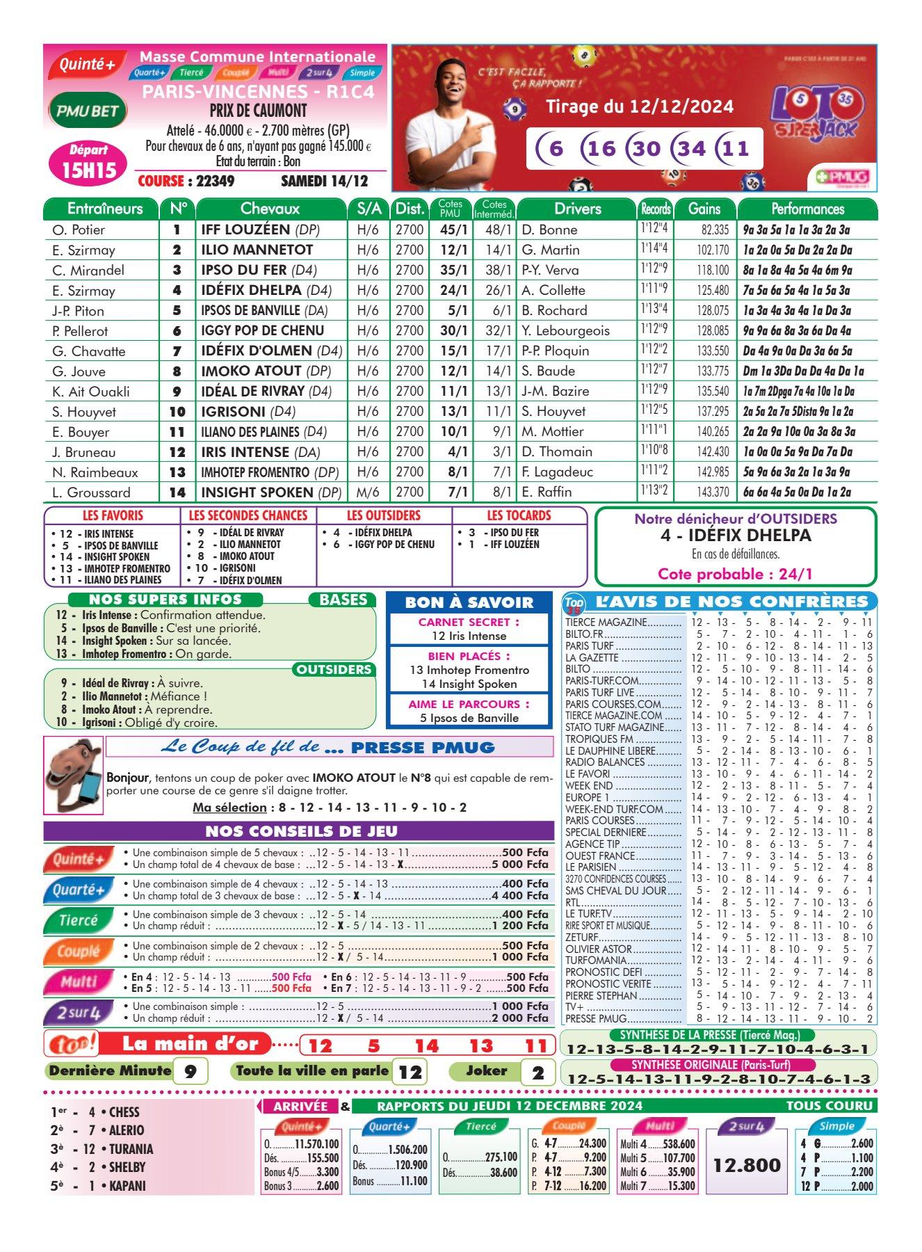 Programmes du samedi 14 decembre 2024 4