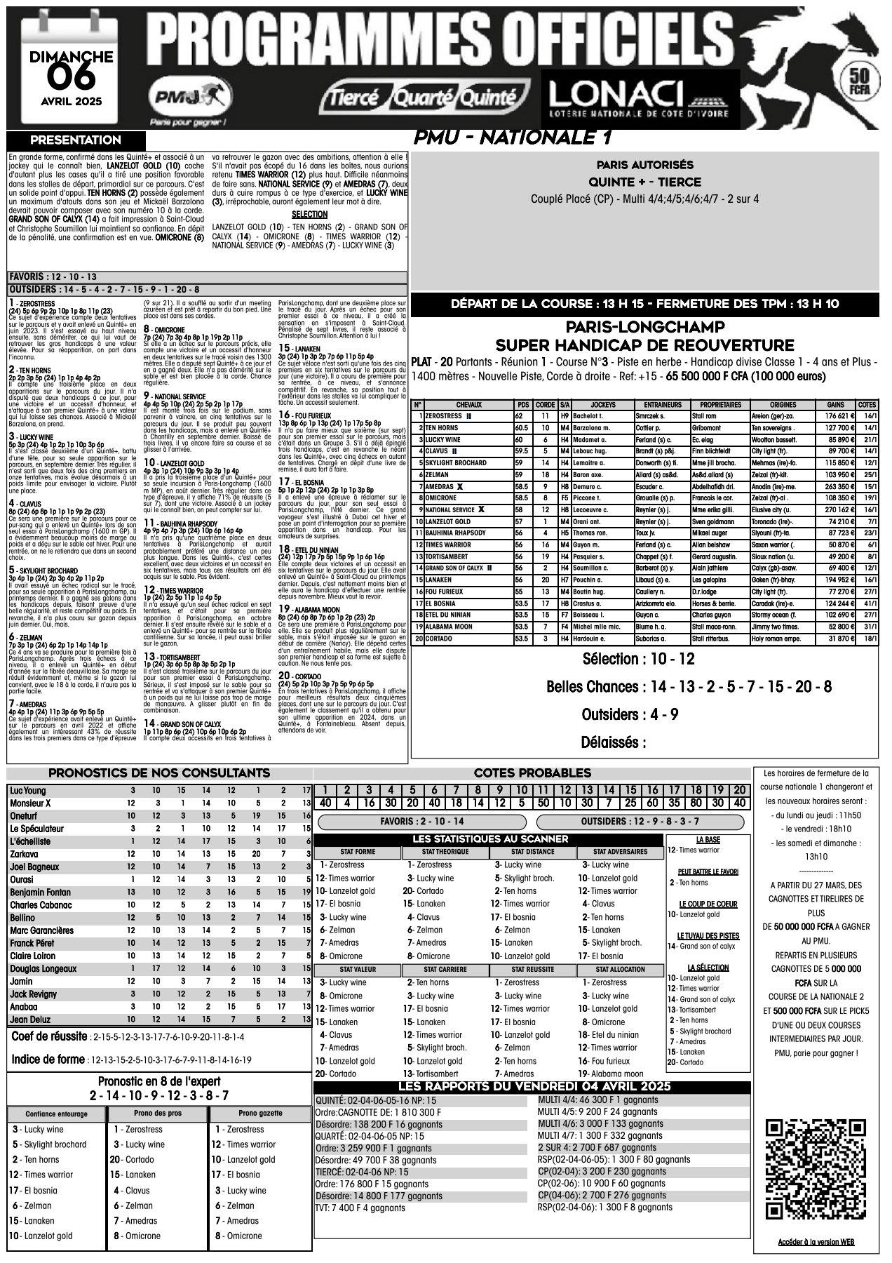 Alr n1 du dimanche 06 avril 2025