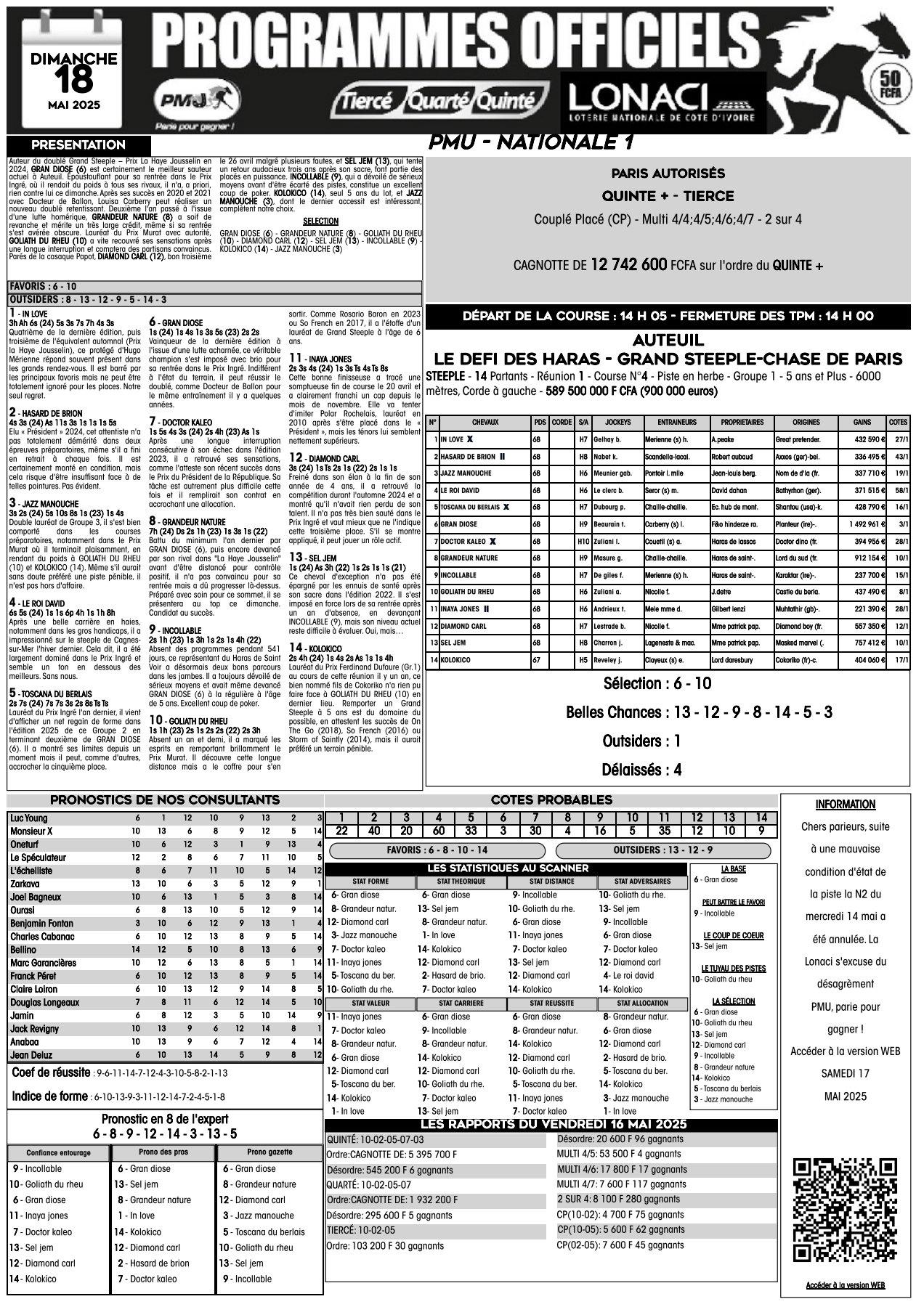 Alr n1 du dimanche 18 mai 2025
