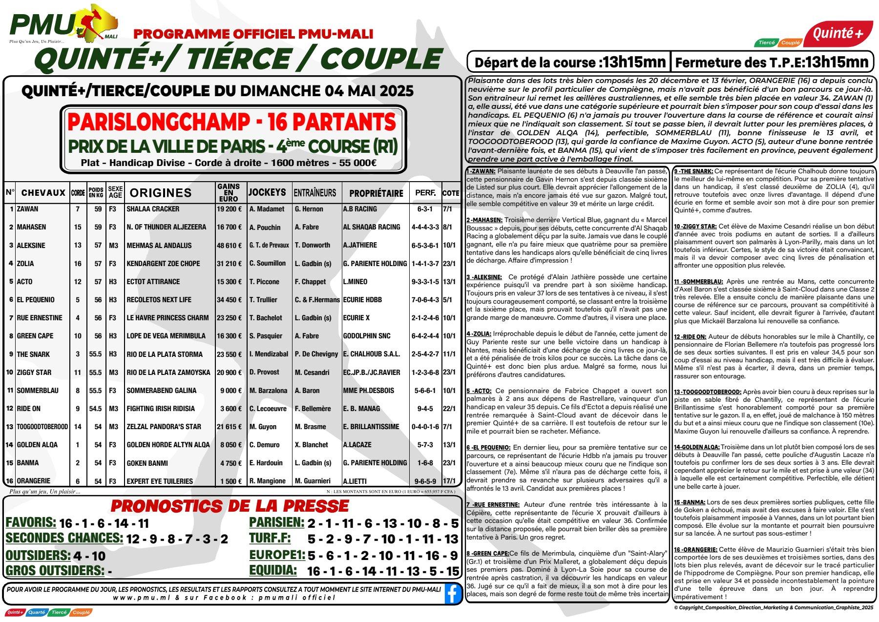 Programme officiel du dimanche 04 mai 2025 pdf 1