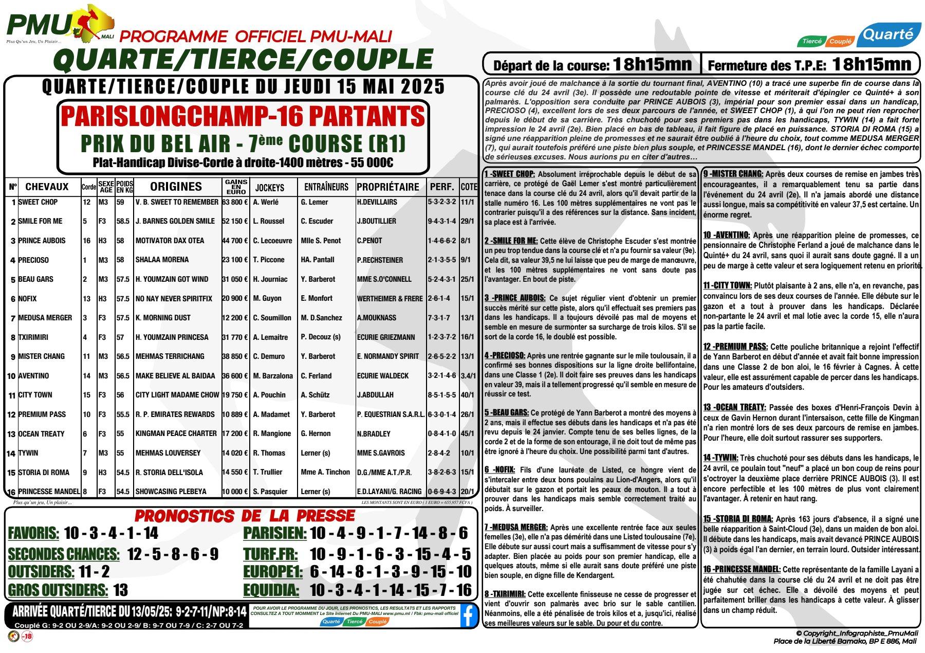 Programme officiel du jeudi 15 mai 2025 pdf 1