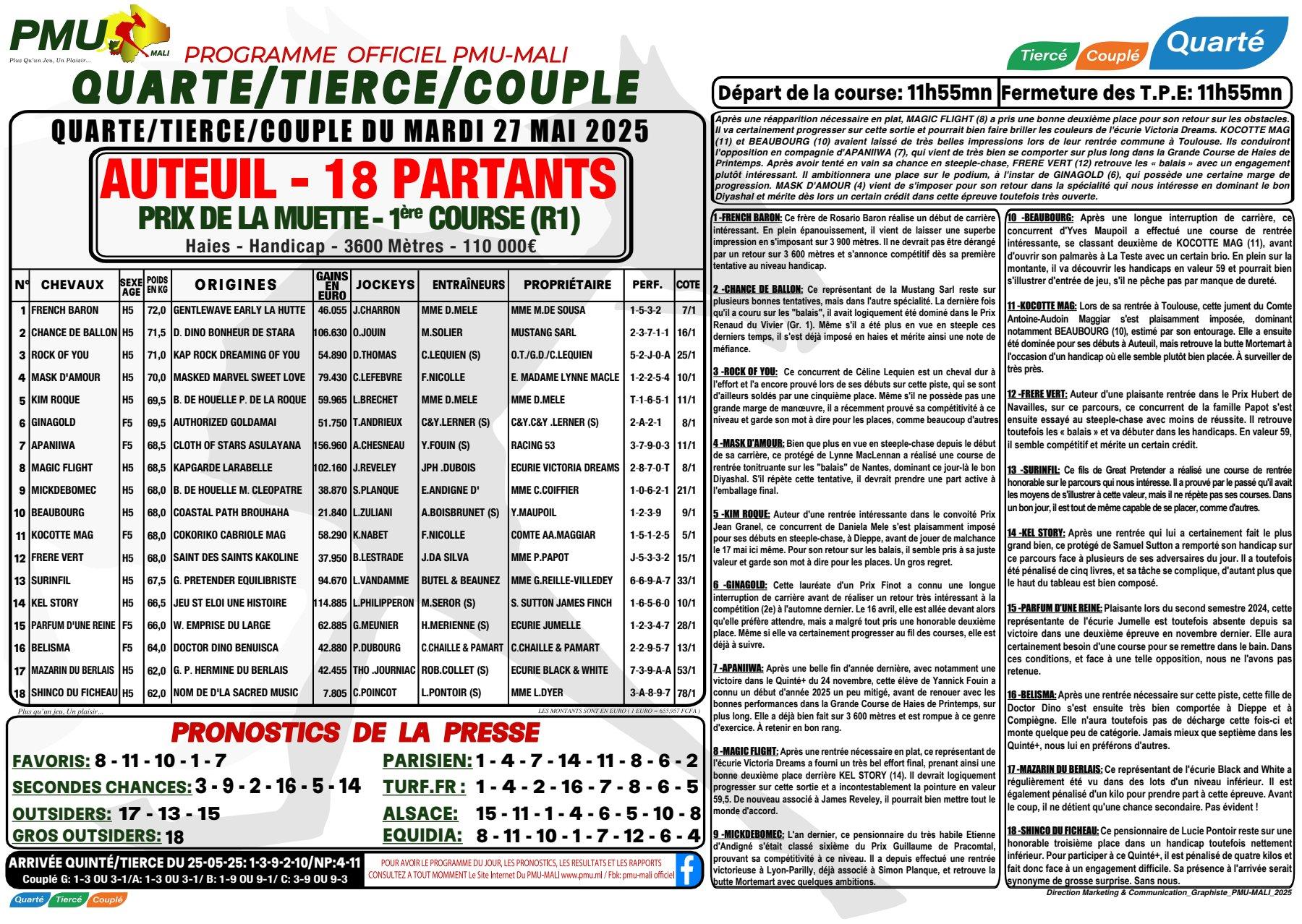 Programme officiel du mardi 27 mai 2025 pdf 1
