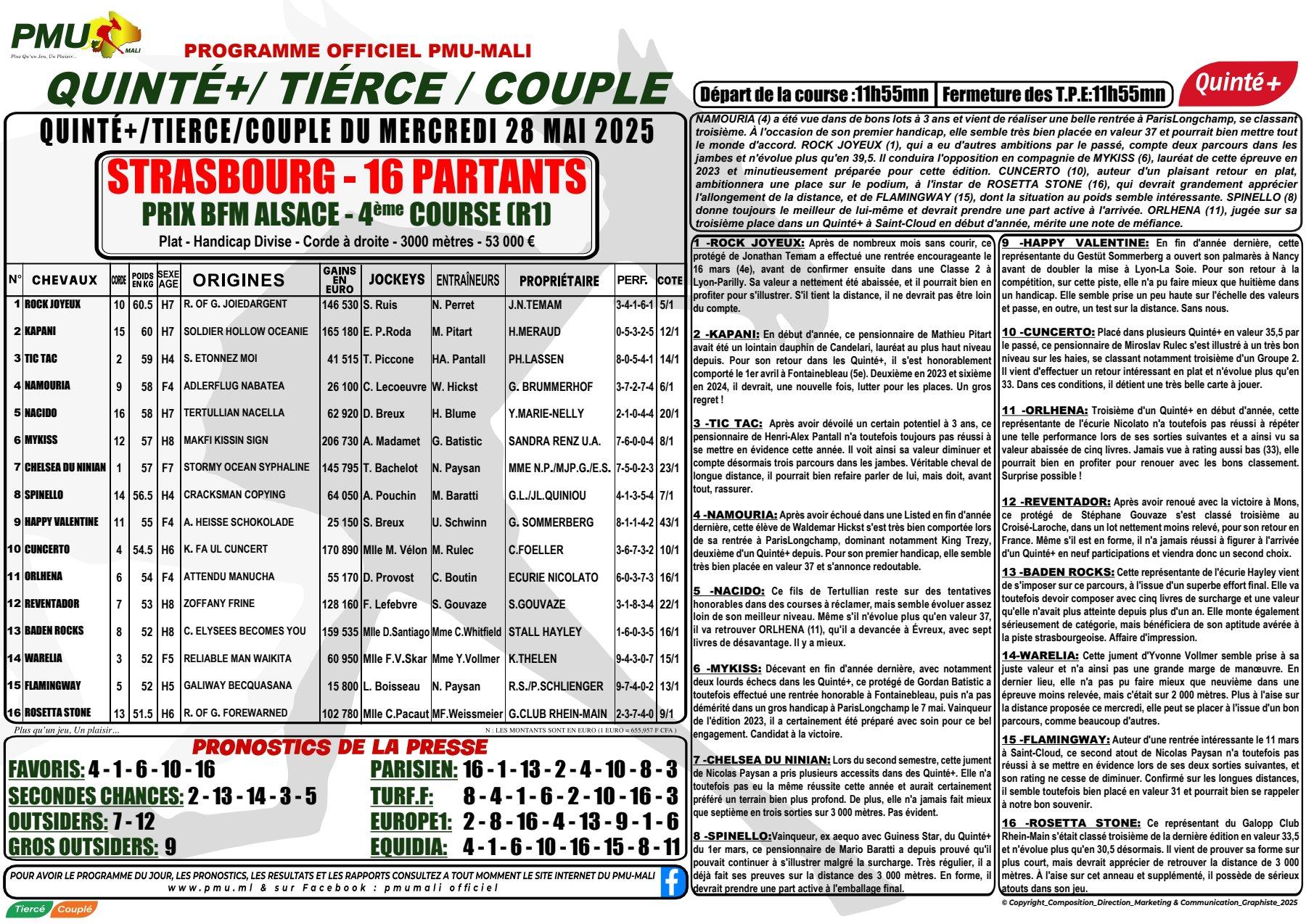Programme officiel du mercredi 28 mai 2025 pdf 1
