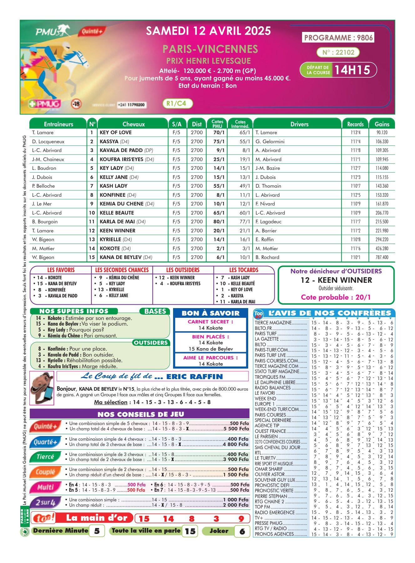 Programme quinte mci du samedi 12 avril 2025 1