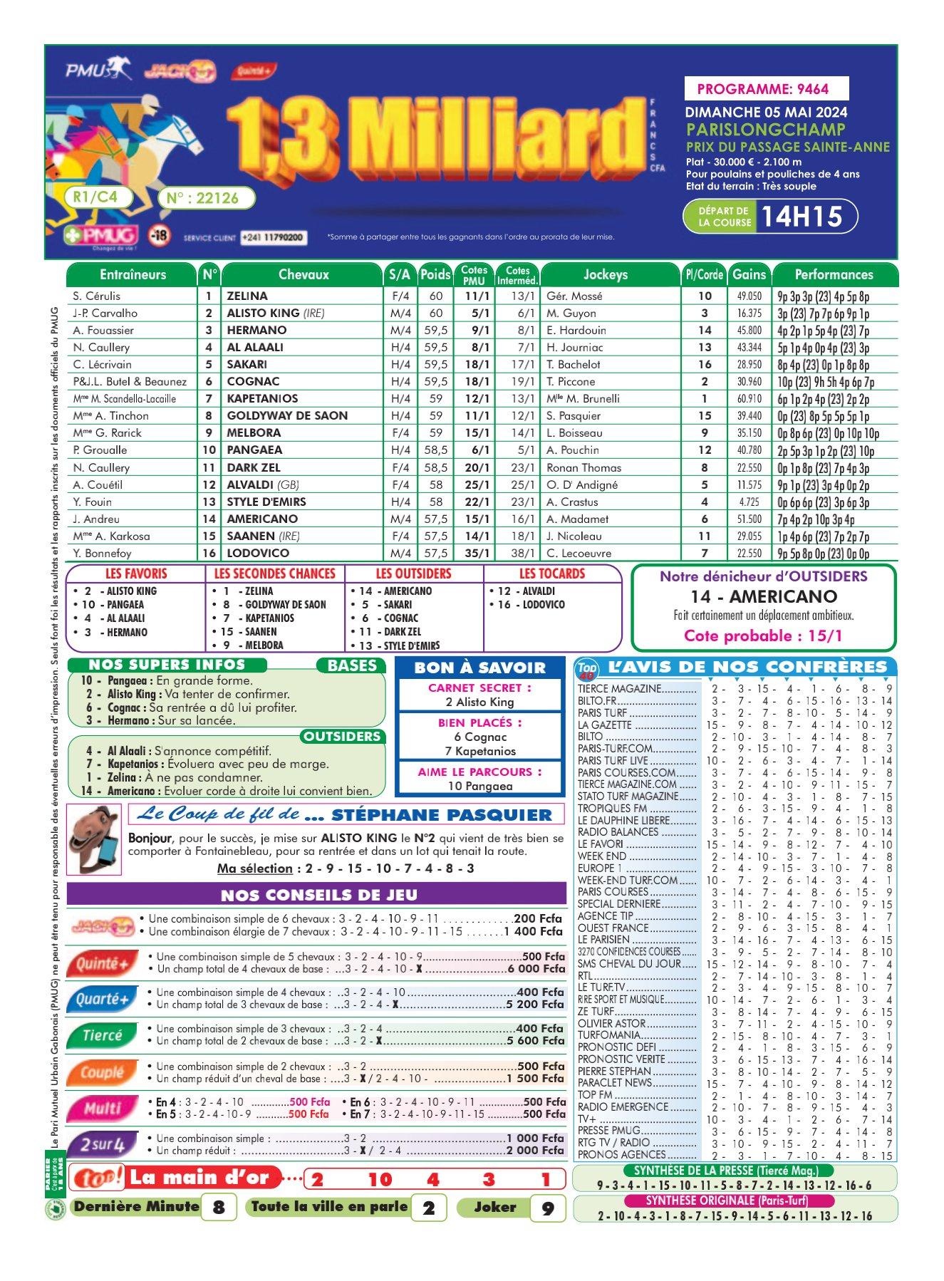 Programmes du dimanche 05 mai 2024 1