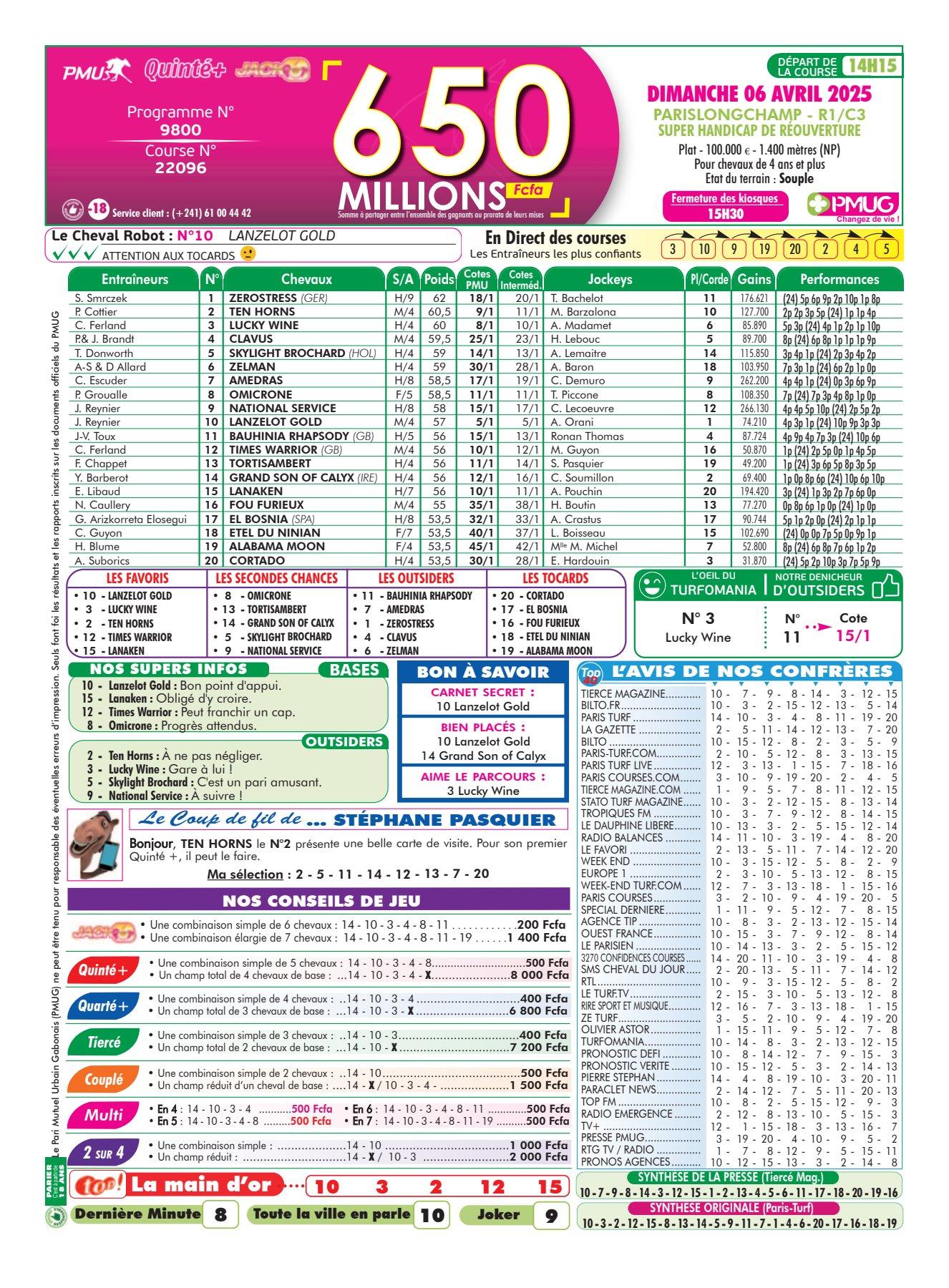 Programmes du dimanche 06 avril 2025 1