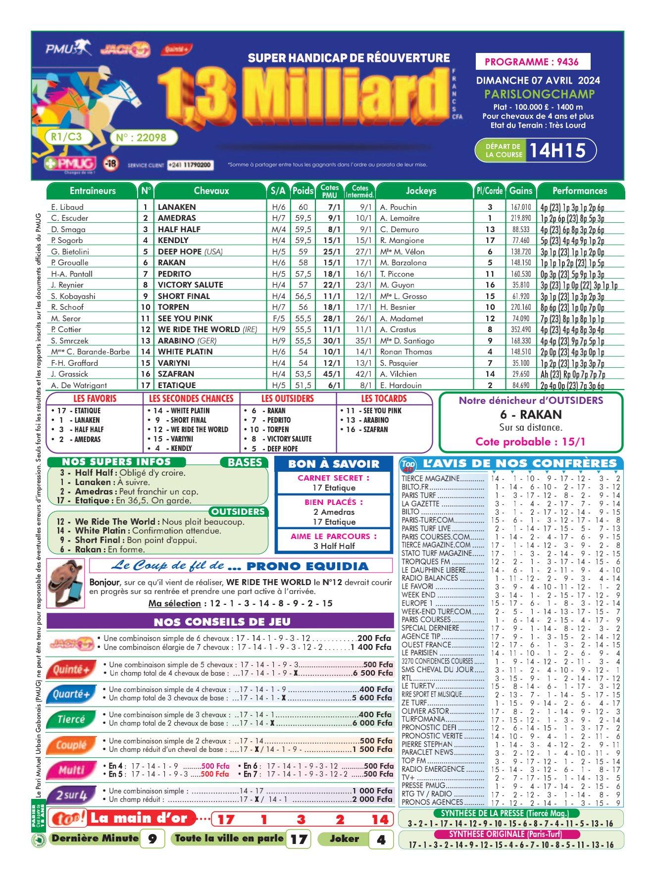 Programmes du dimanche 07 avril 2024 imprimerie 1