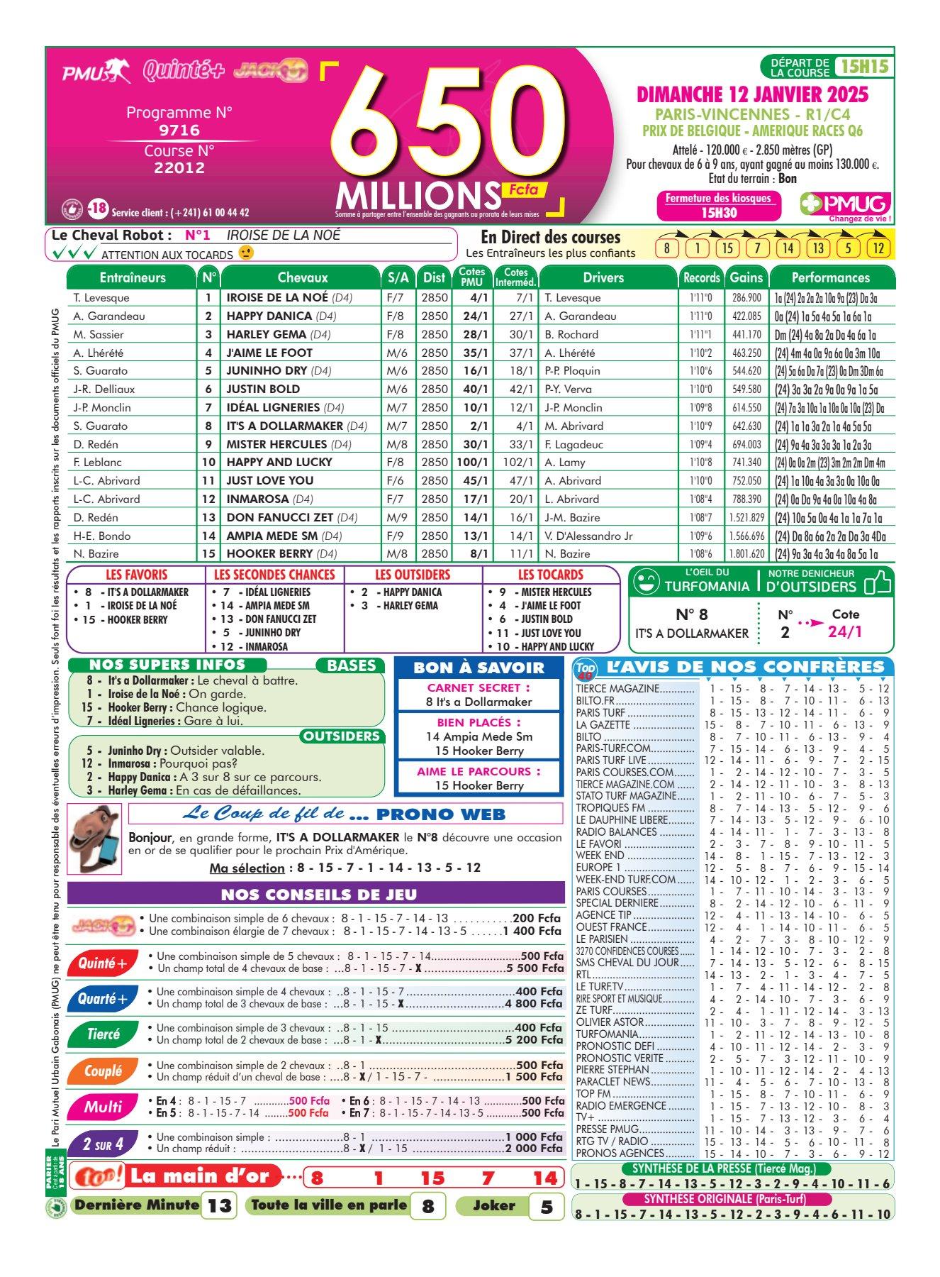 Programmes du dimanche 12 janvier 2025 1