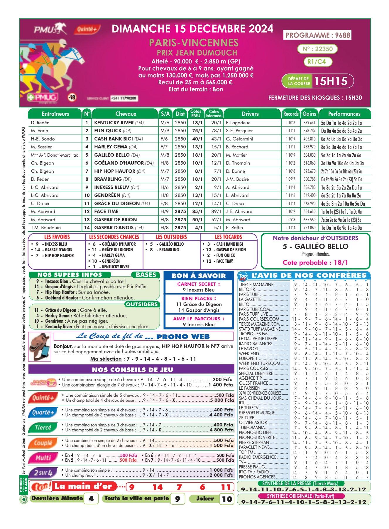 Programmes du dimanche 15 decembre 2024 imprimerie 1