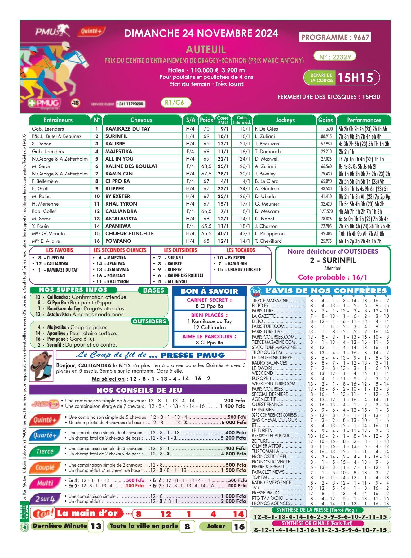 Programmes du dimanche 24 novembre 2024 1