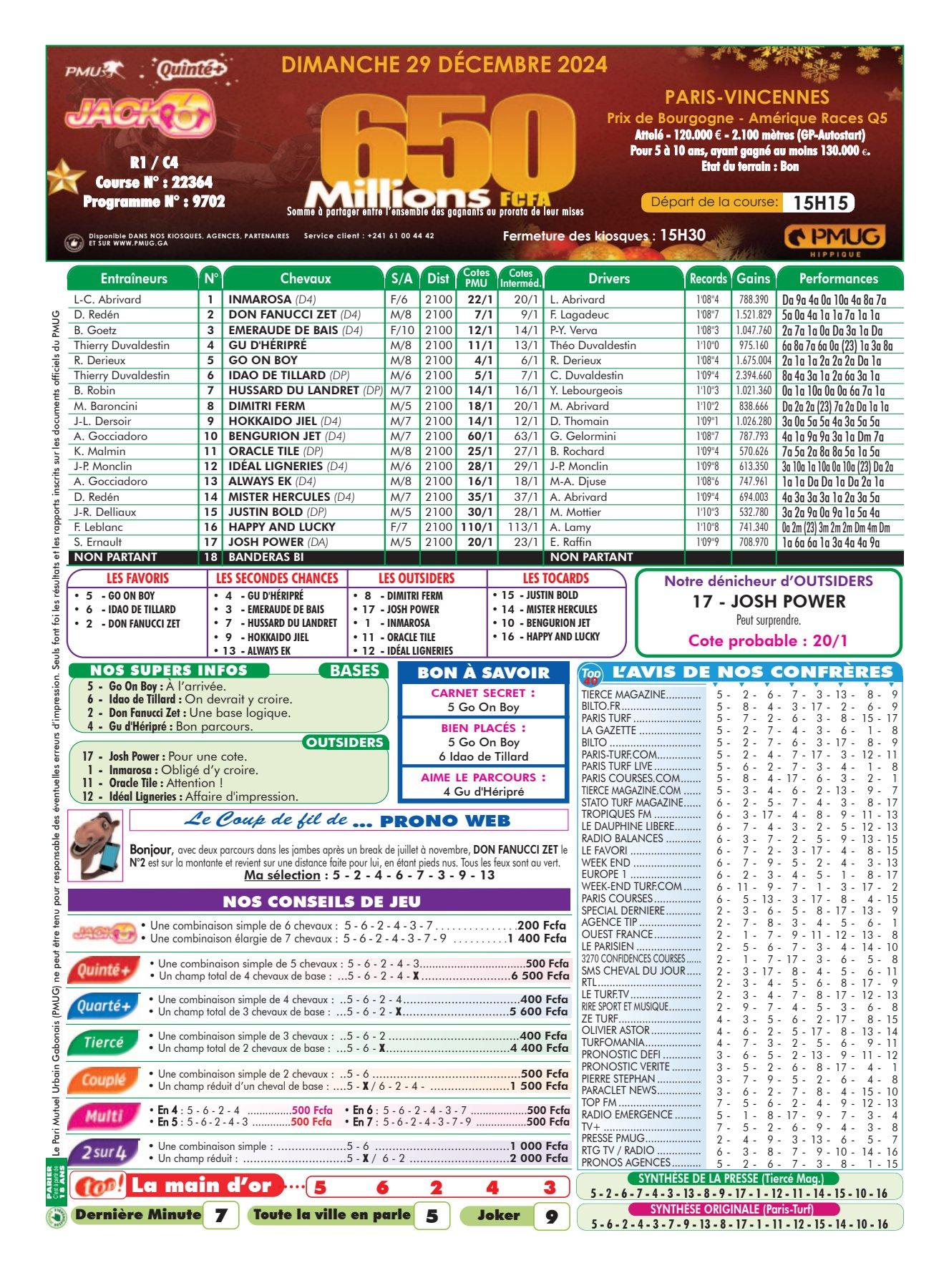 Programmes du dimanche 29 decembre 2024 2