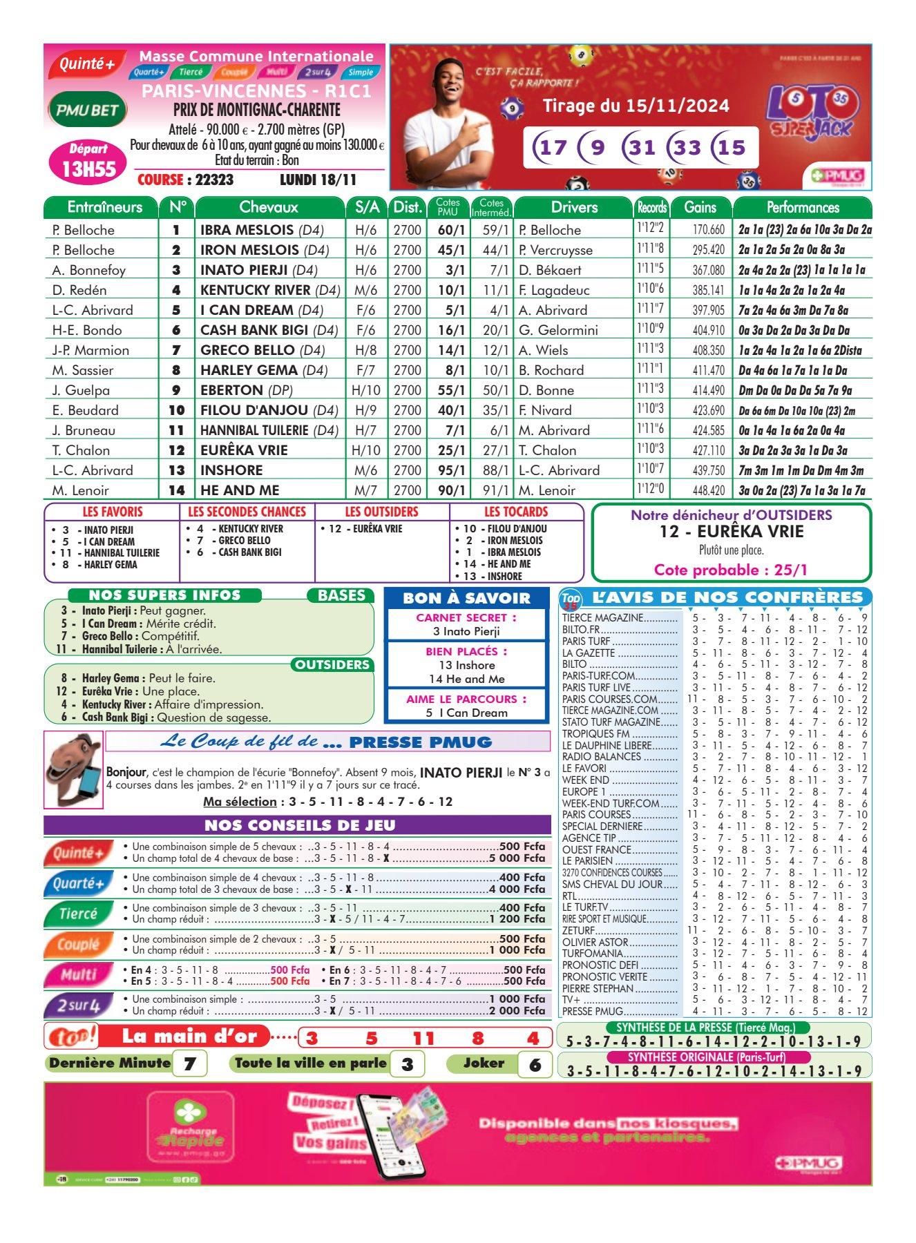 Programmes du lundi 18 novembre 2024 4