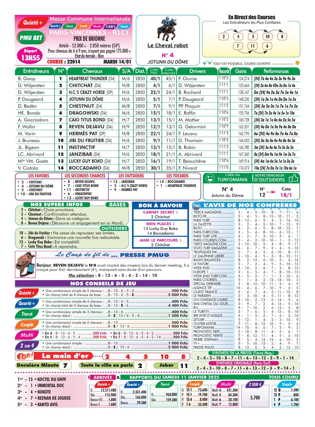 Programmes du mardi 14 janvier 2025 imprimerie 4
