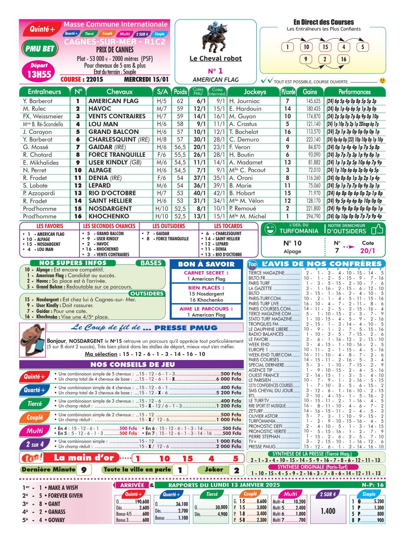 Programmes du mercredi 15 janvier 2025 4