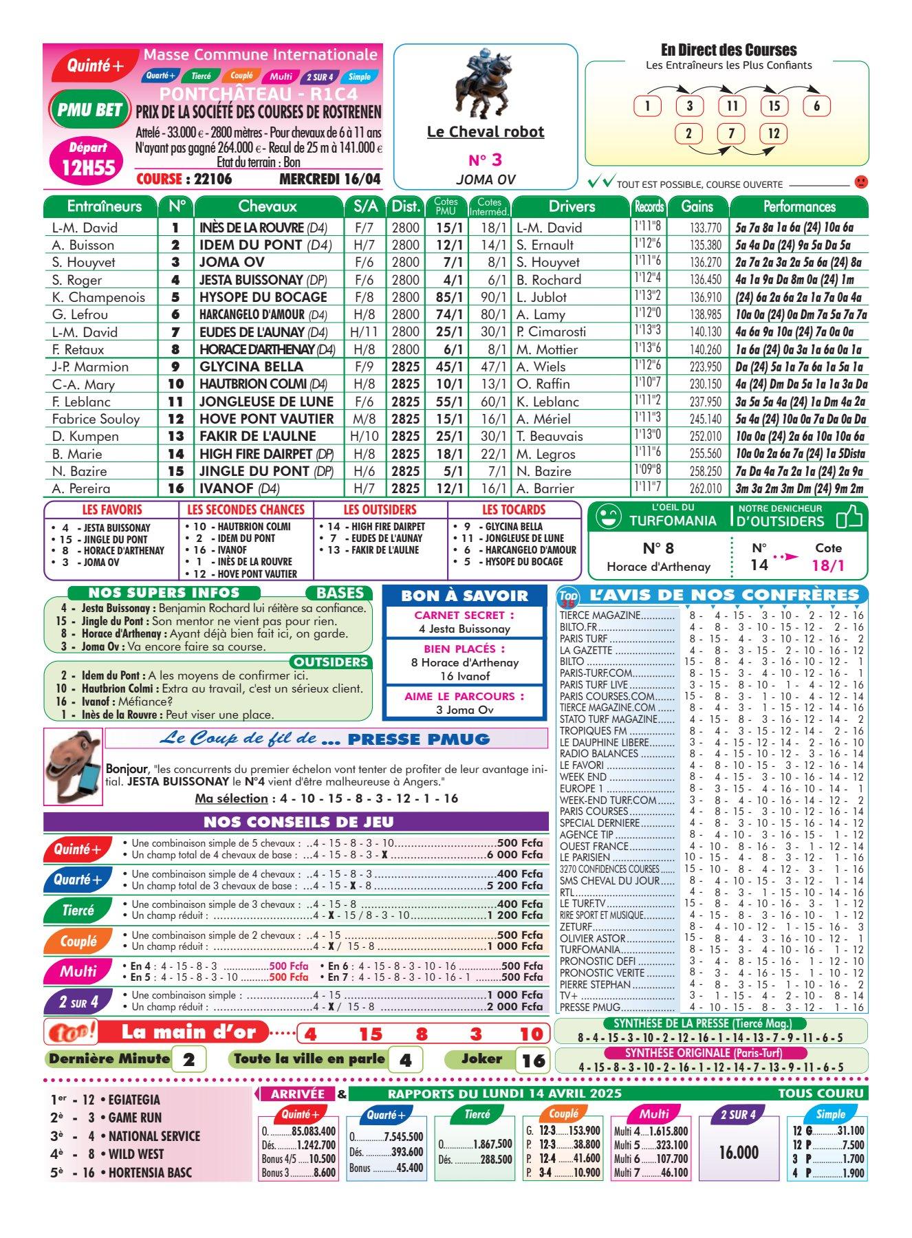 Programmes du mercredi 16 avril 2025 1 4