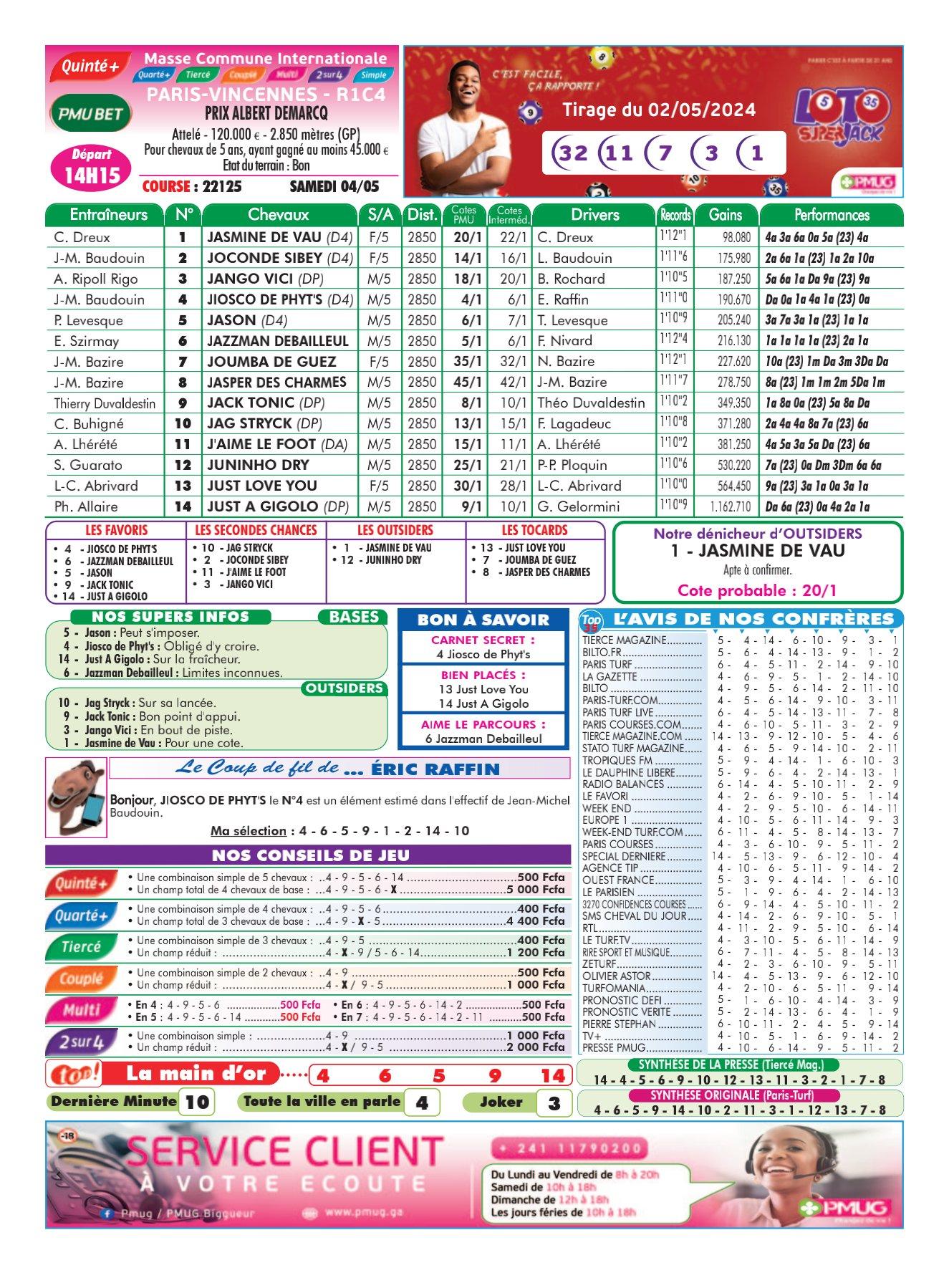 Programmes du samedi 04 mai 2024 imprimerie 4