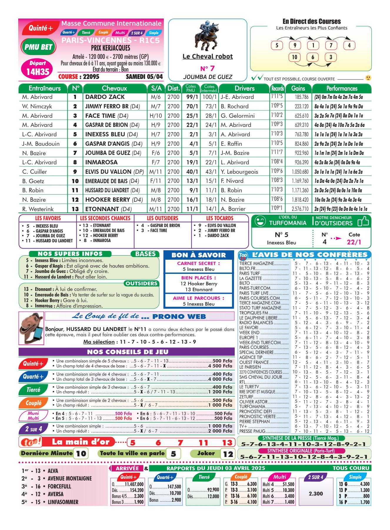 Programmes du samedi 05 avril 2025 4