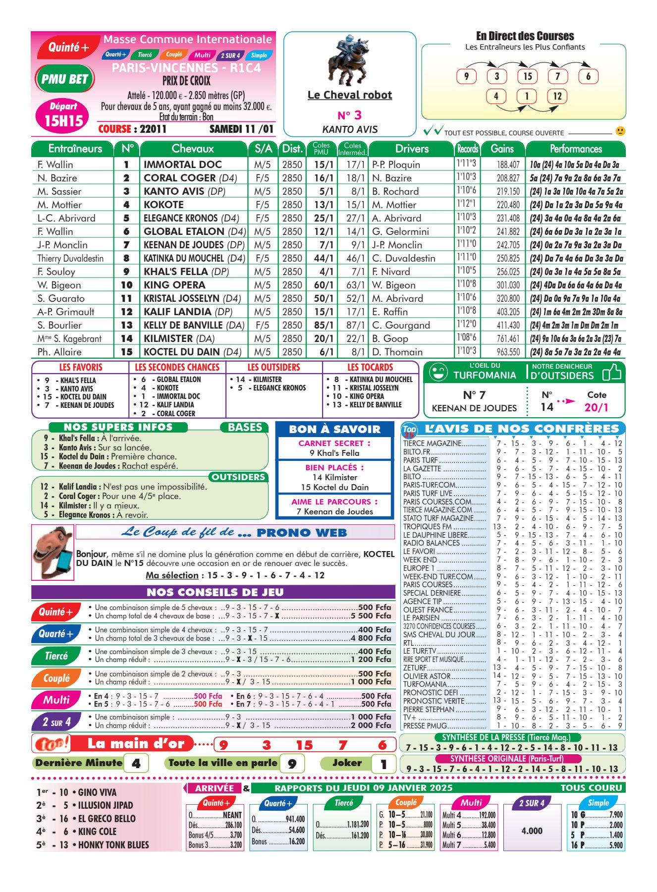 Programmes du samedi 11 janvier 2025 4