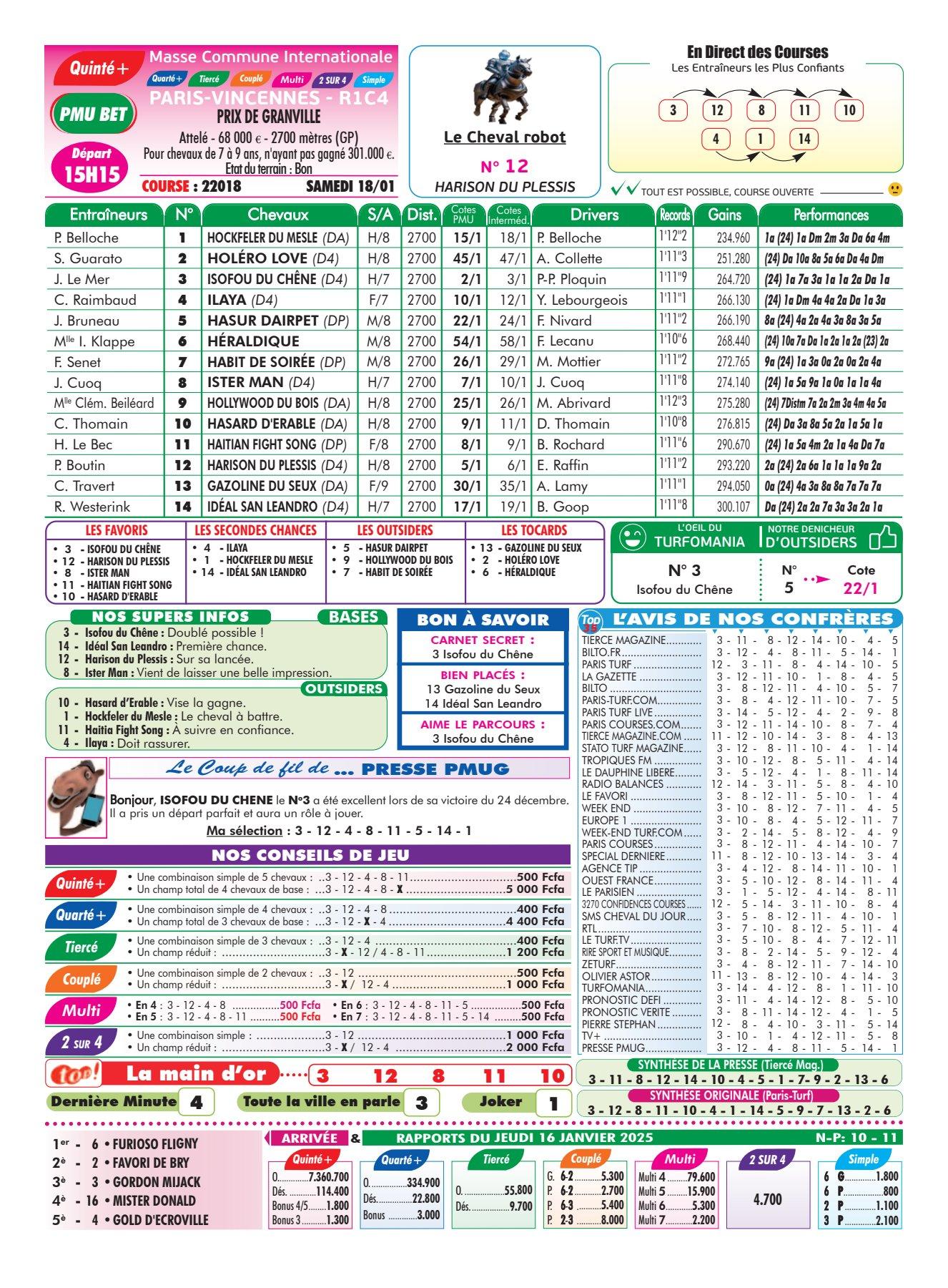 Programmes du samedi 18 janvier 2025 4