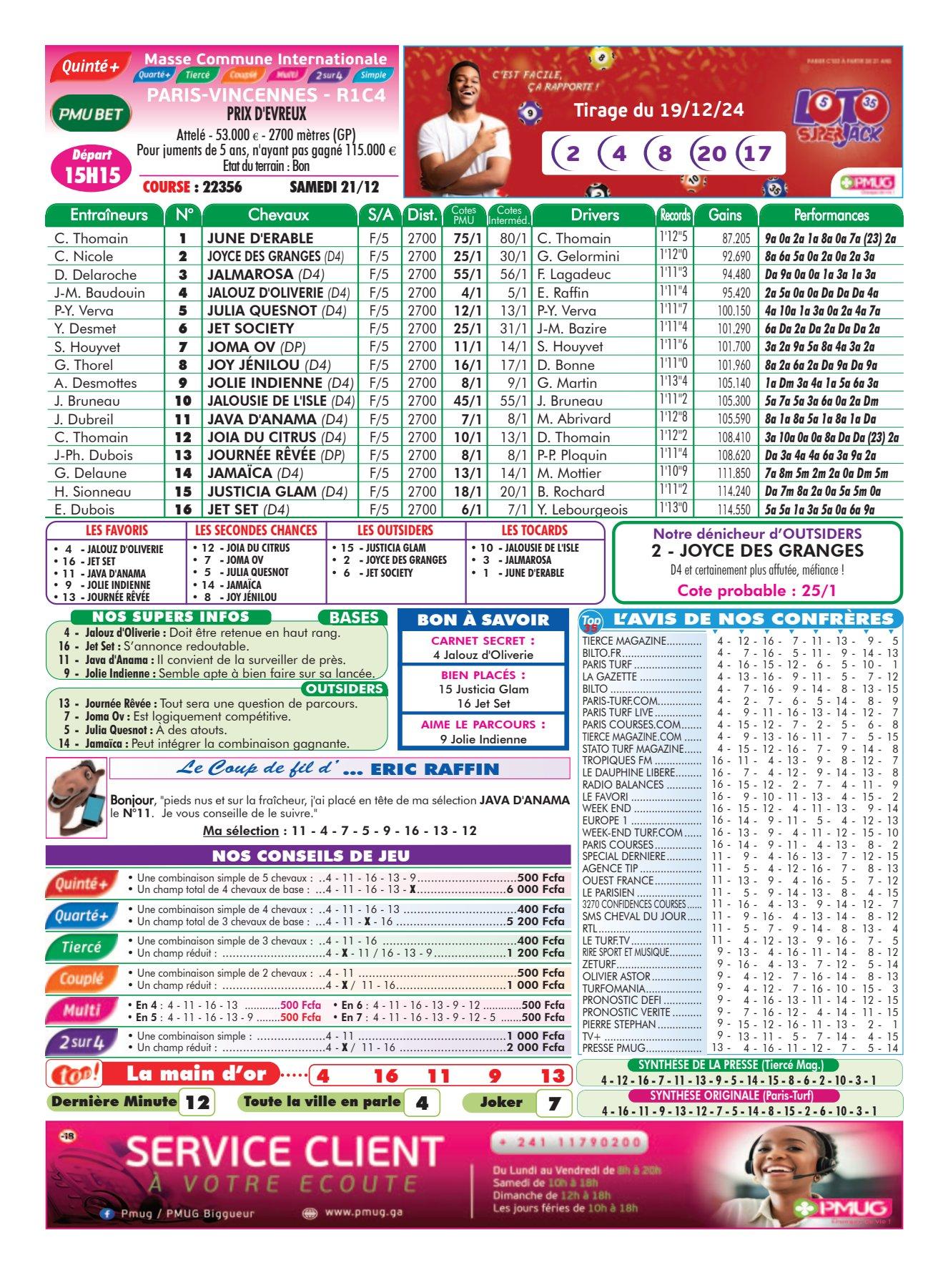 Programmes du samedi 21 decembre 2024 4