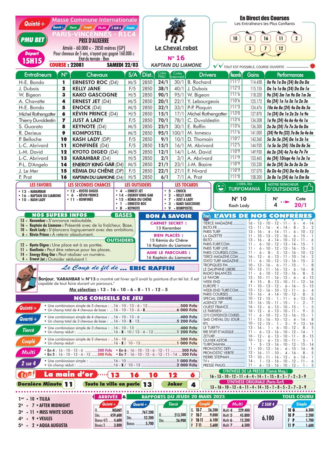 Programmes du samedi 22 mars 2025 1 4