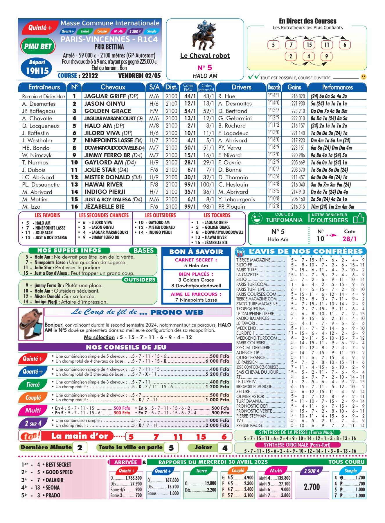 Programmes du vendredi 02 mai 2025 1 5