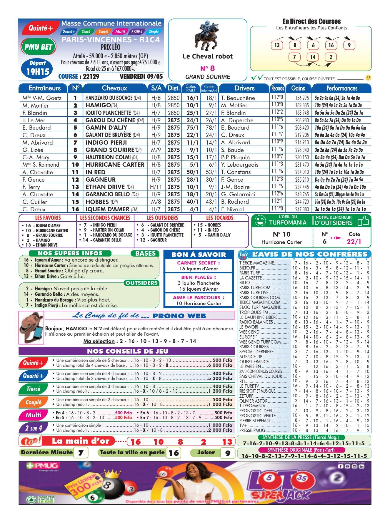 Programmes du vendredi 09 mai 2025 4