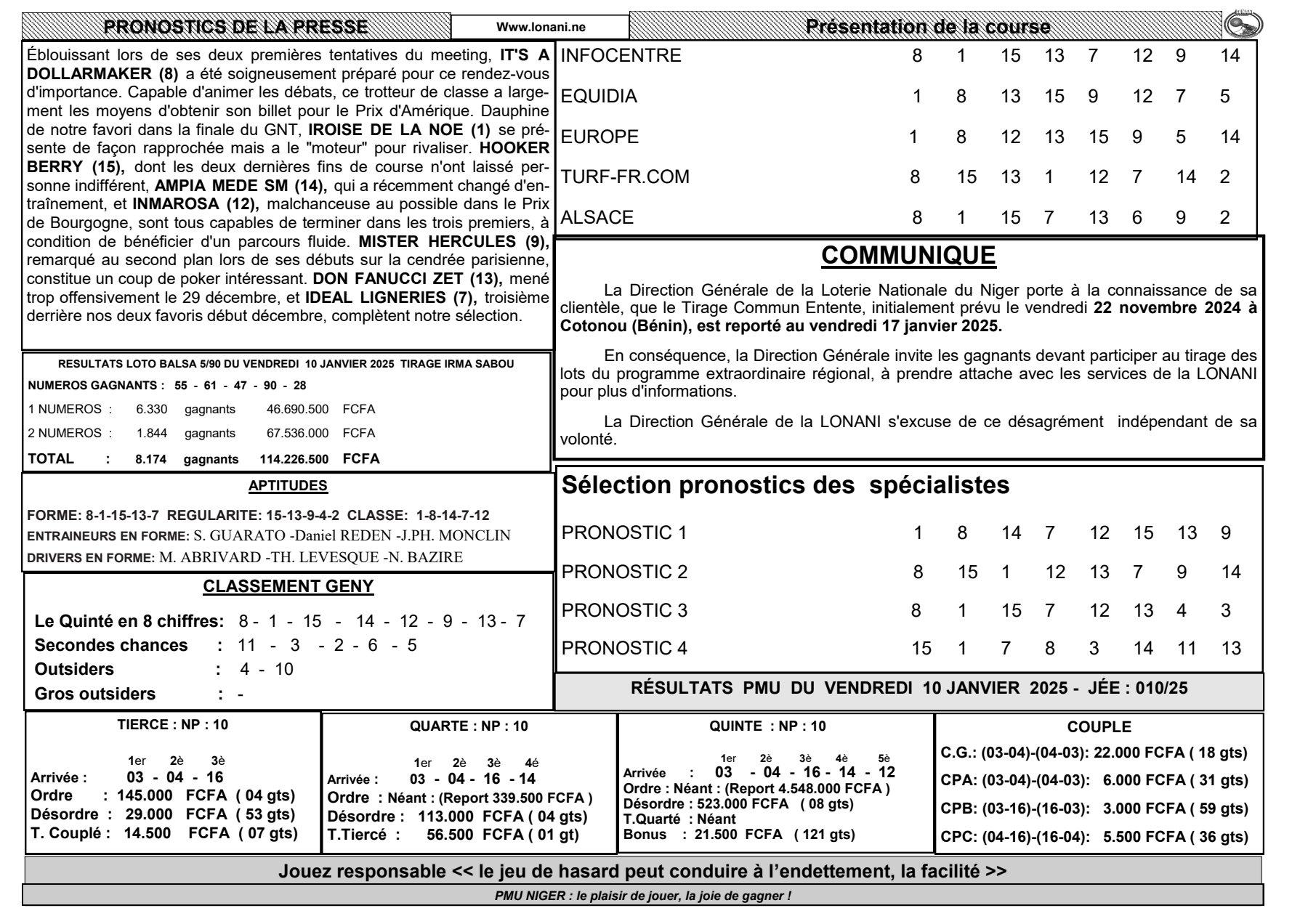 Quinte du dimanche 12 janvier 2025 1 2 1