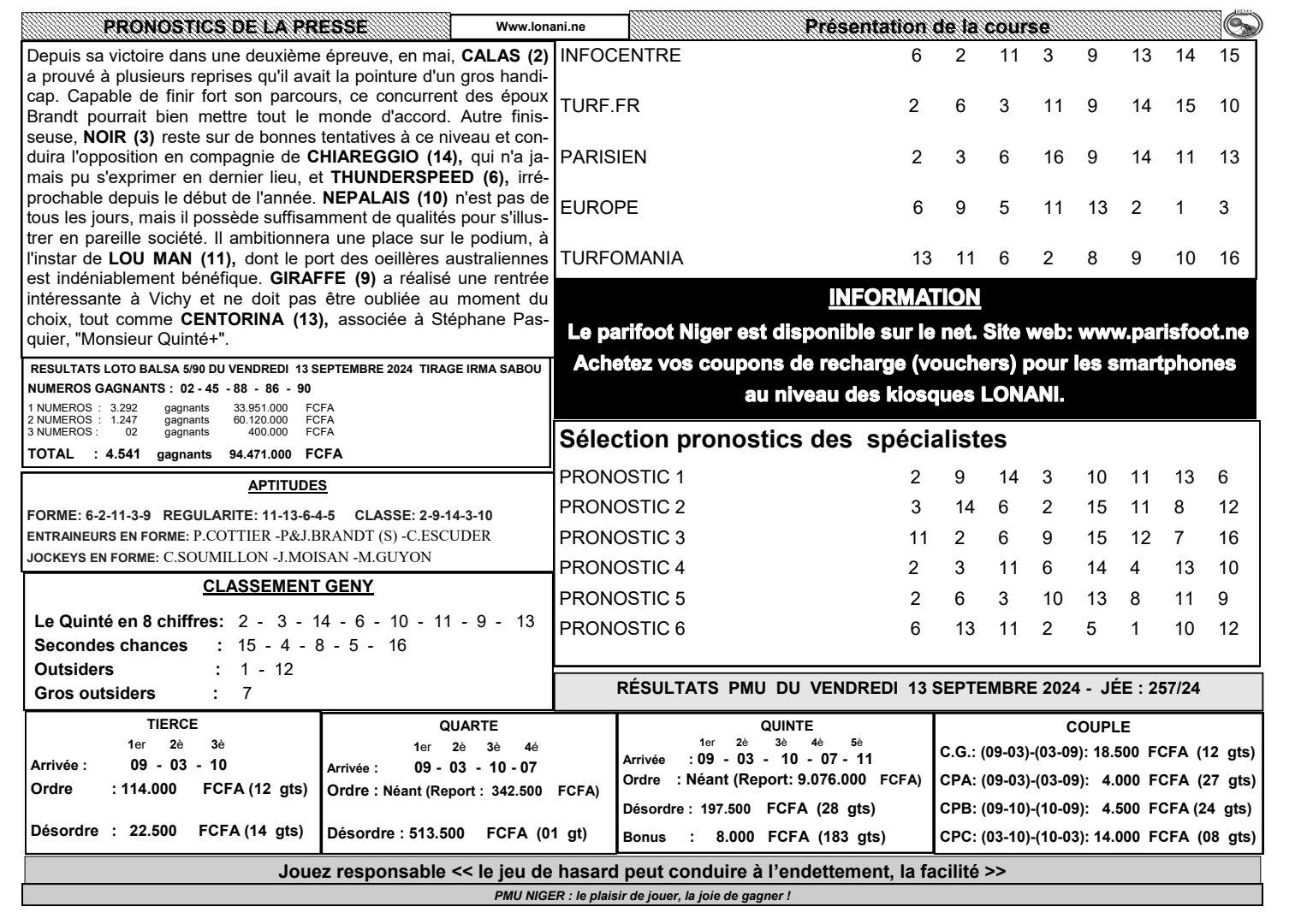 Quinte du dimanche 15 septembre 2024 1 2