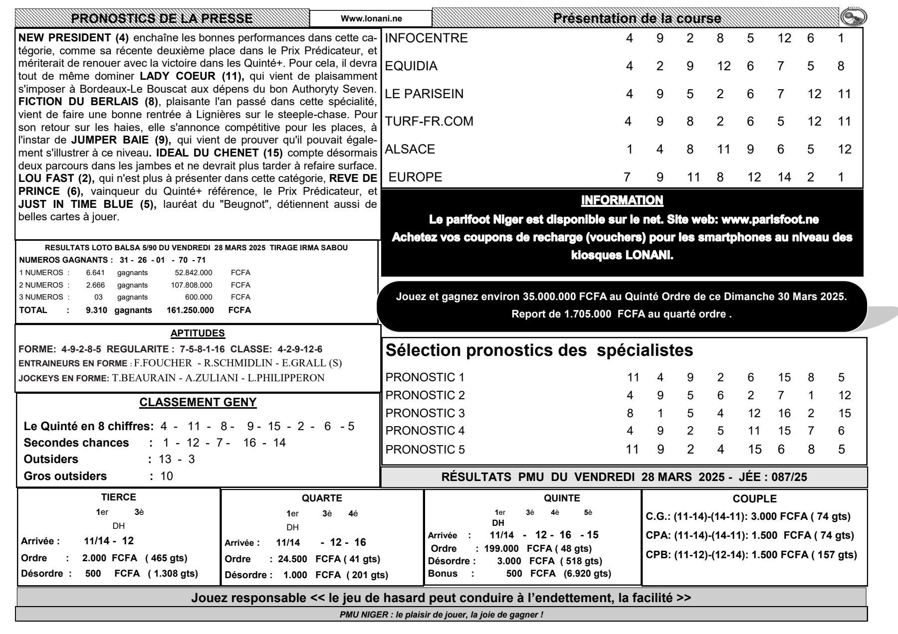 Quinte du dimanche 30 mars 2025 1 2