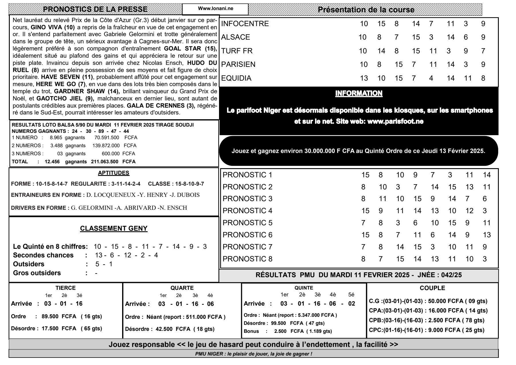 Quinte du jeudi 13 fevriier 2025 1 2