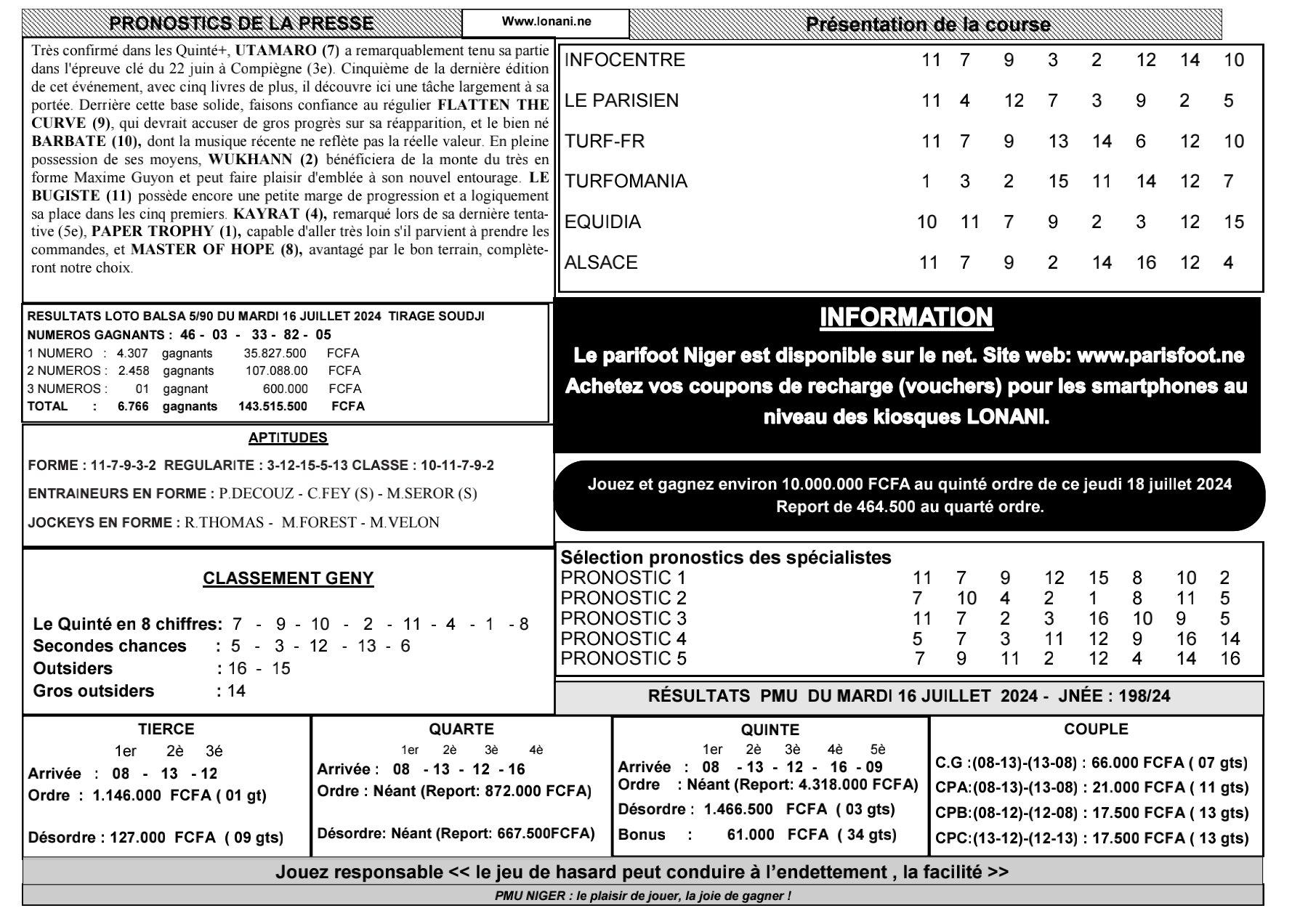 Quinte du jeudi 18 juillet 2024 2
