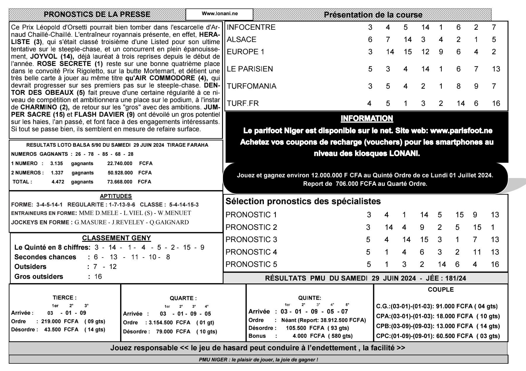 Quinte du lundi 01 juillet 2024 3