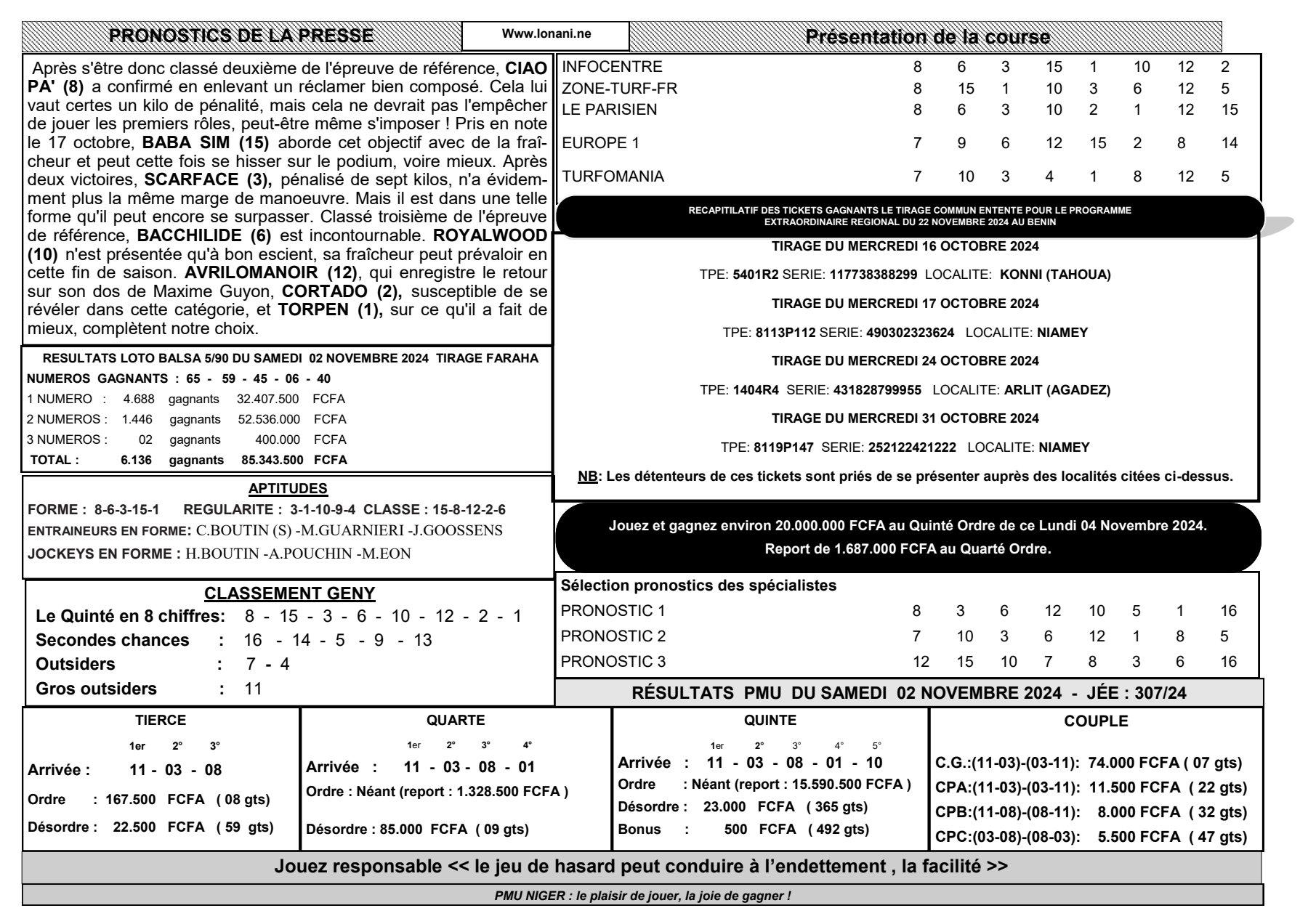 Quinte du lundi 04 novembre 2024 2