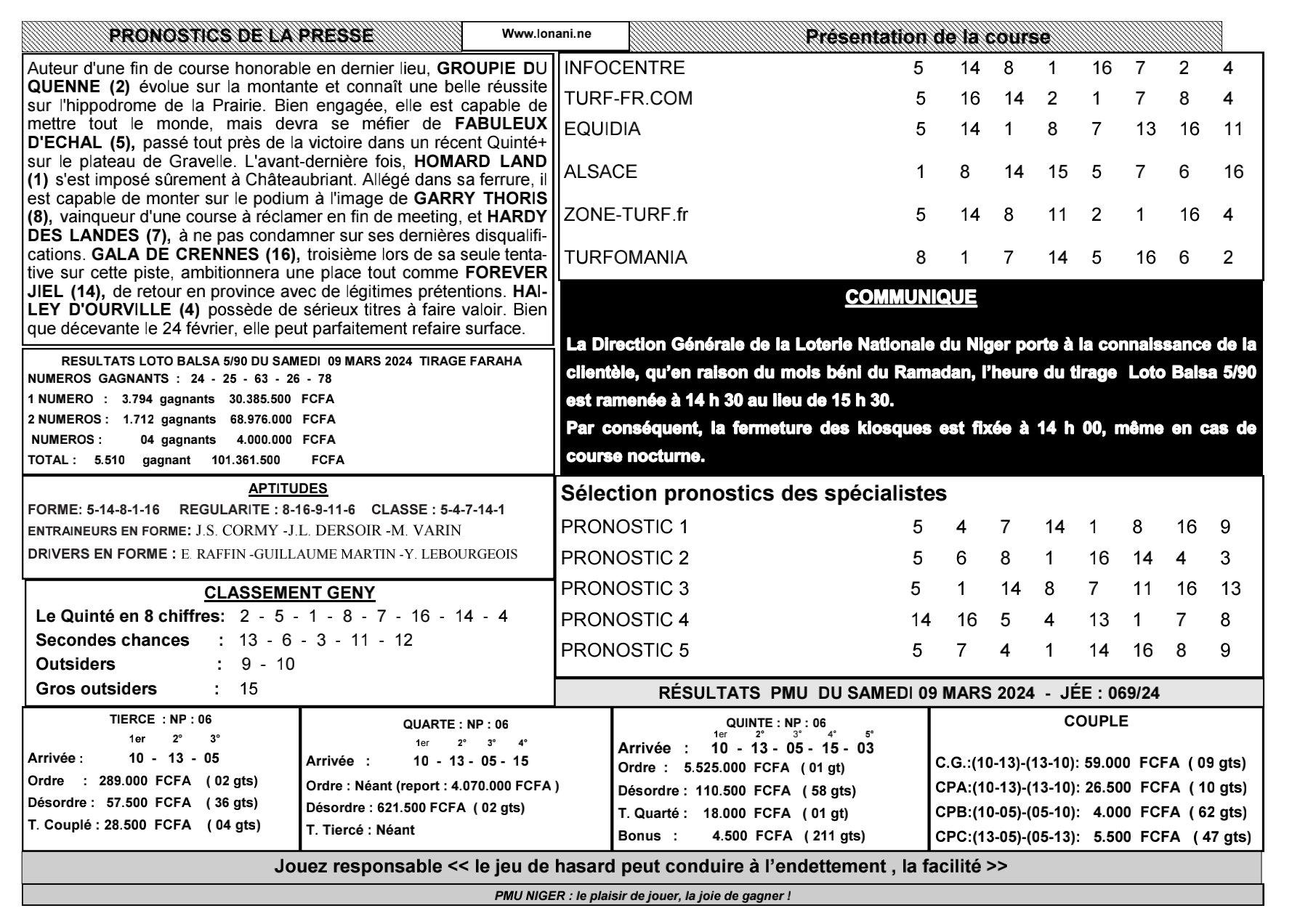 Quinte du lundi 11 mars 2024 2