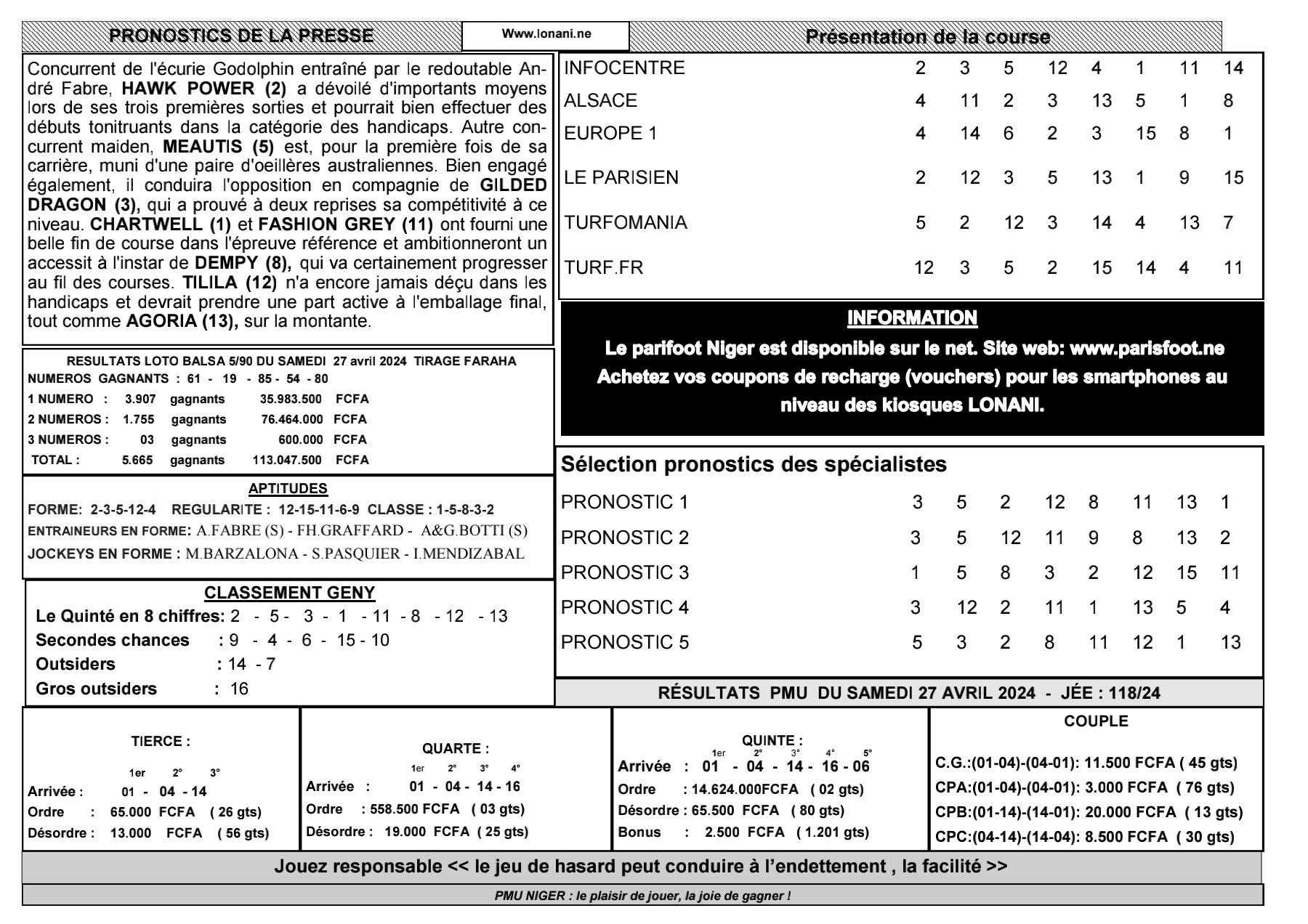 Quinte du lundi 29 avril 2024 3