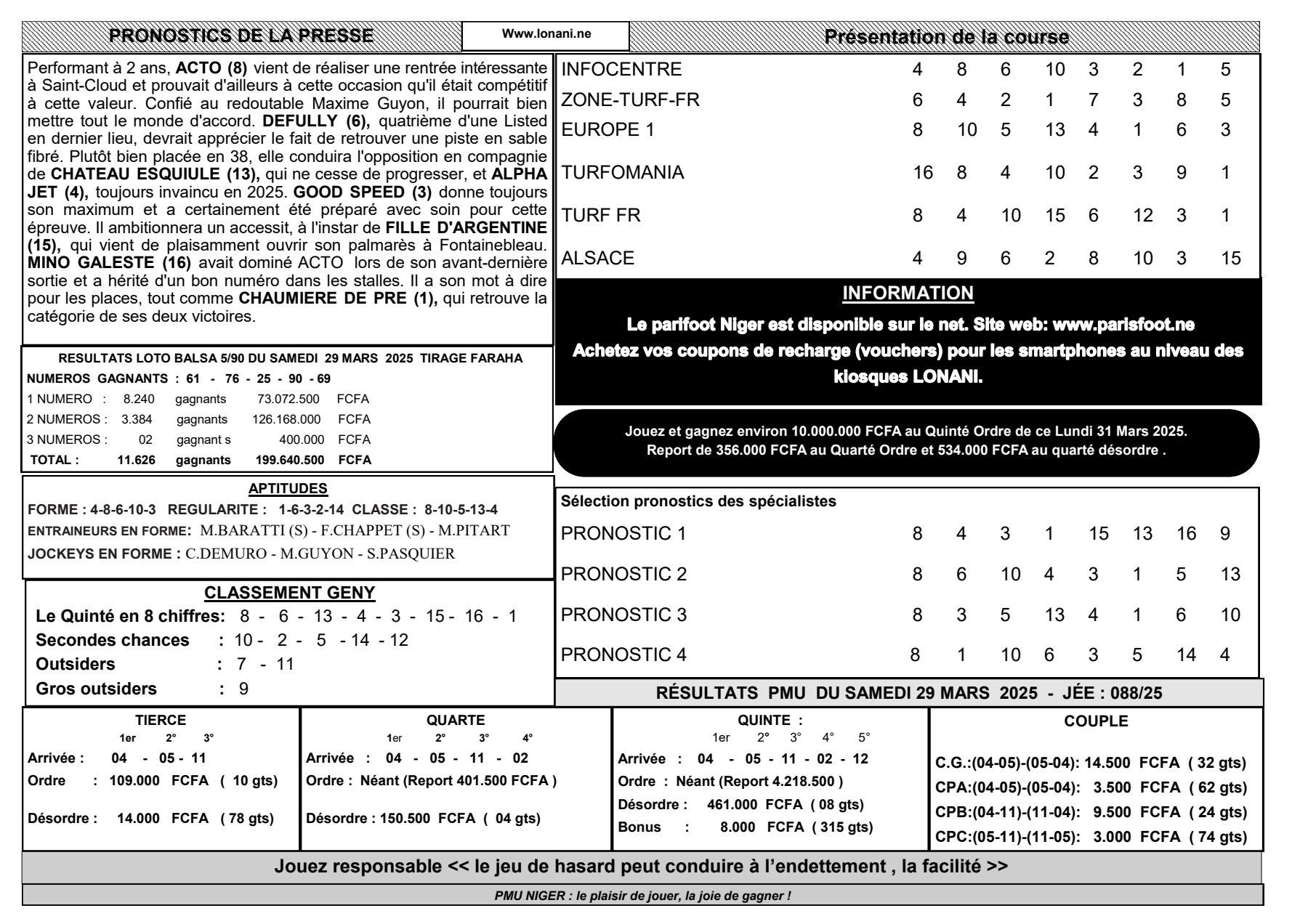 Quinte du lundi 31 mars 2025 2 1