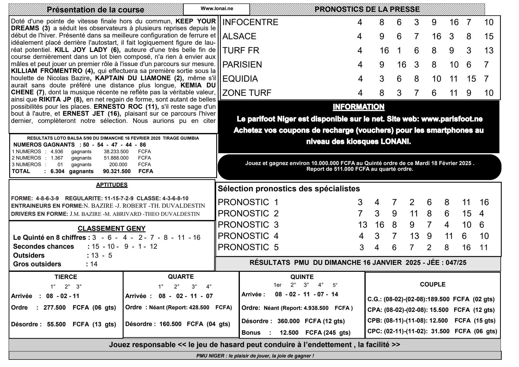 Quinte du mardi 18 fevrier 2025 2