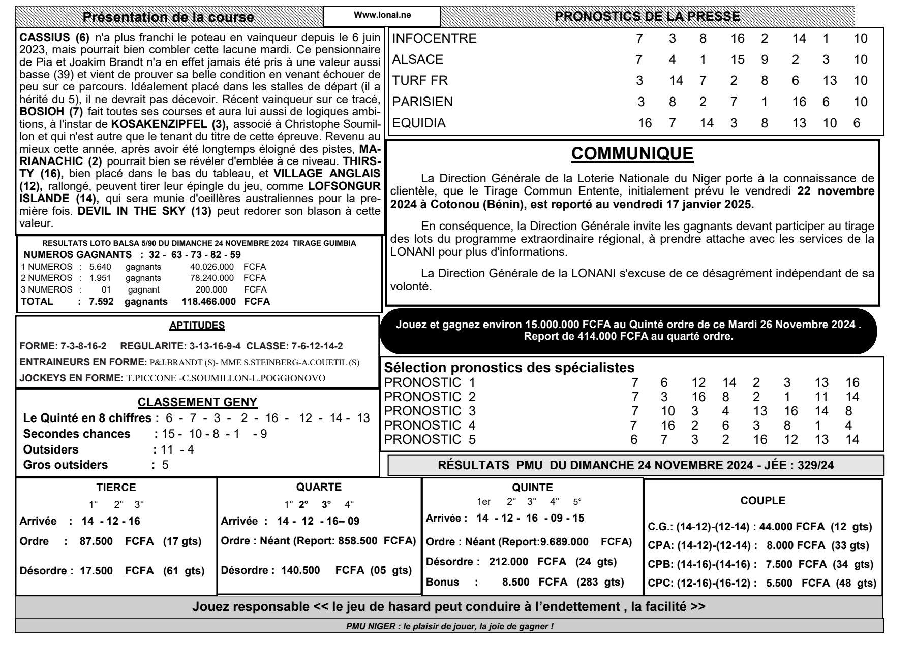 Quinte du mardi 26 novembre 2024 2