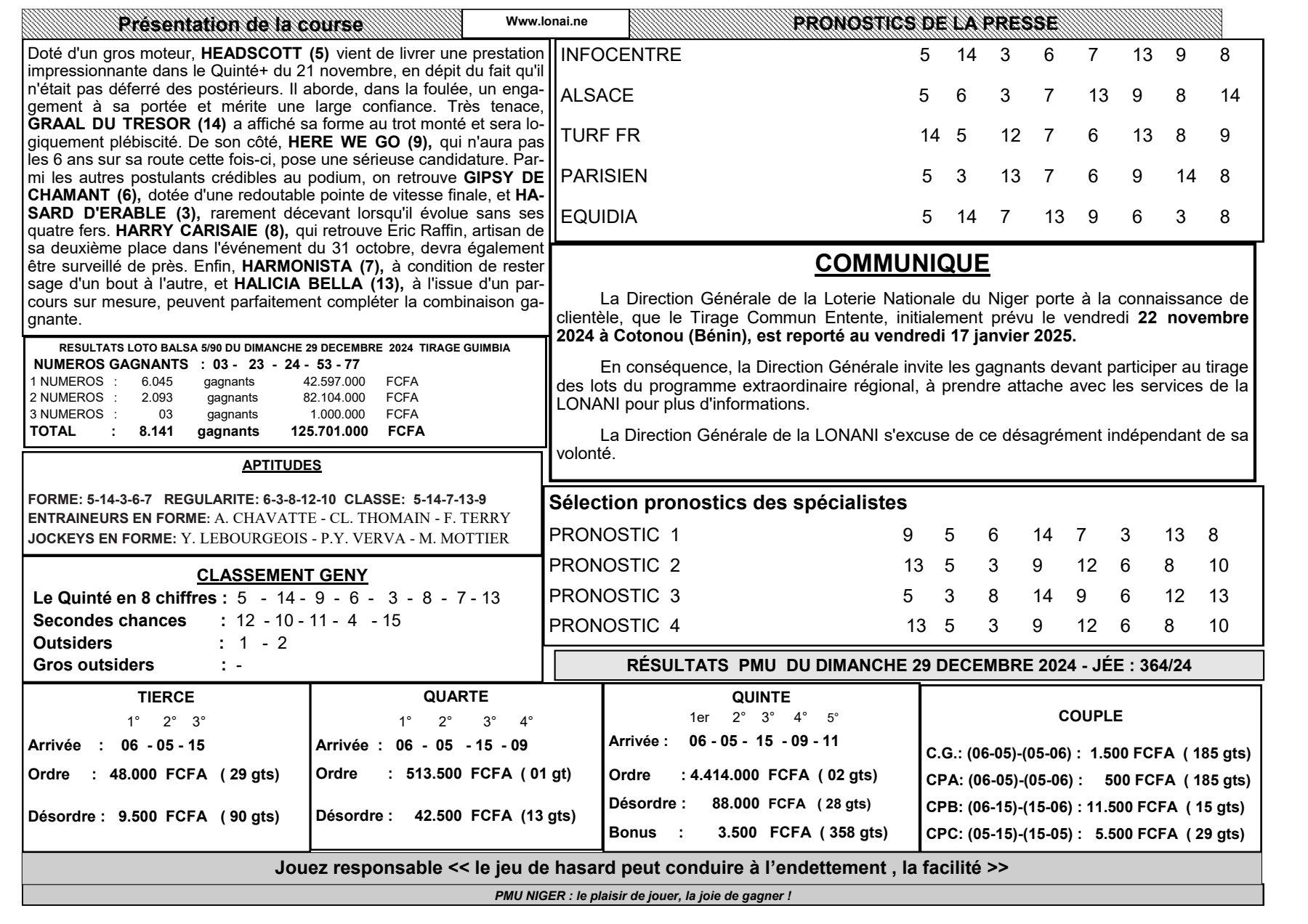 Quinte du mardi 31 decembre 2024 2