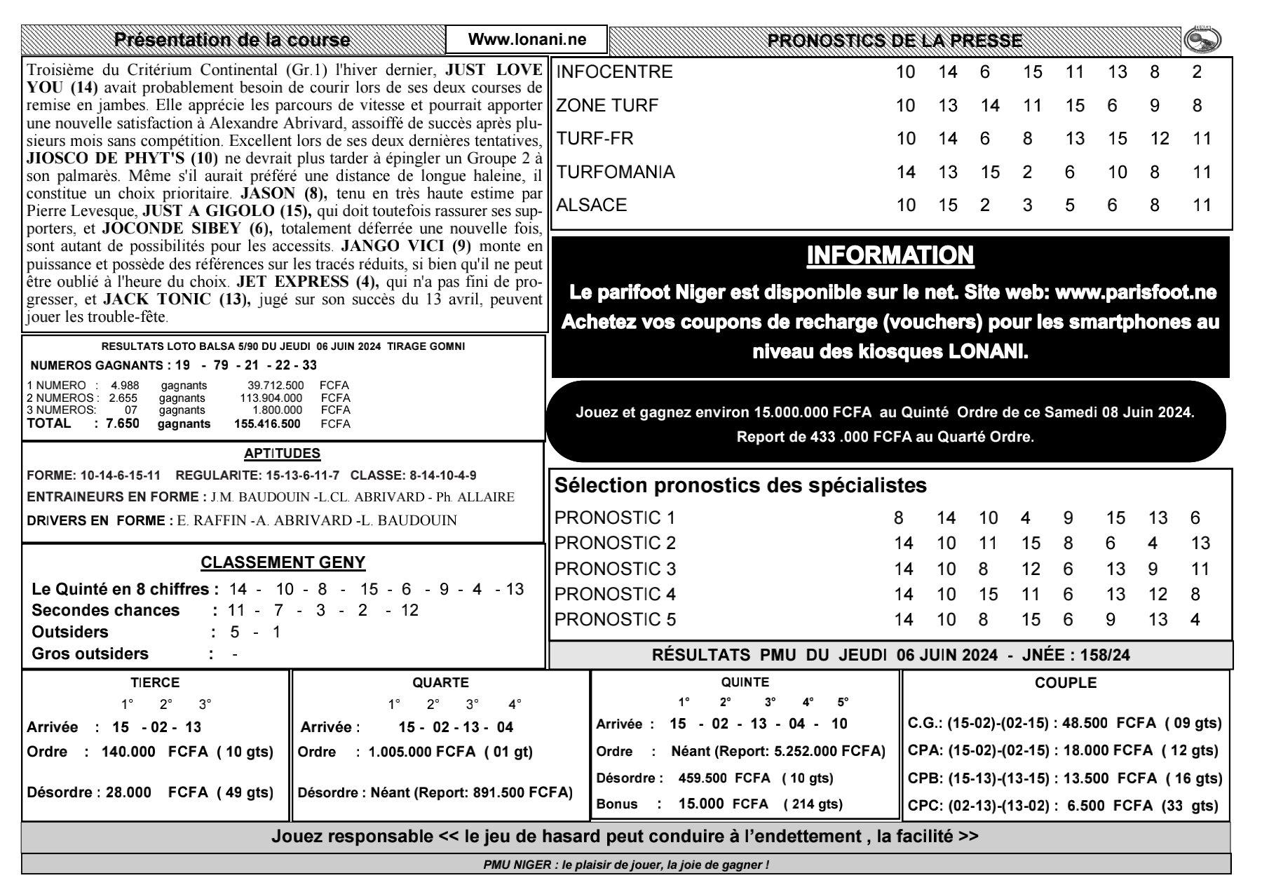 Quinte du samedi 08 juin 2024 2