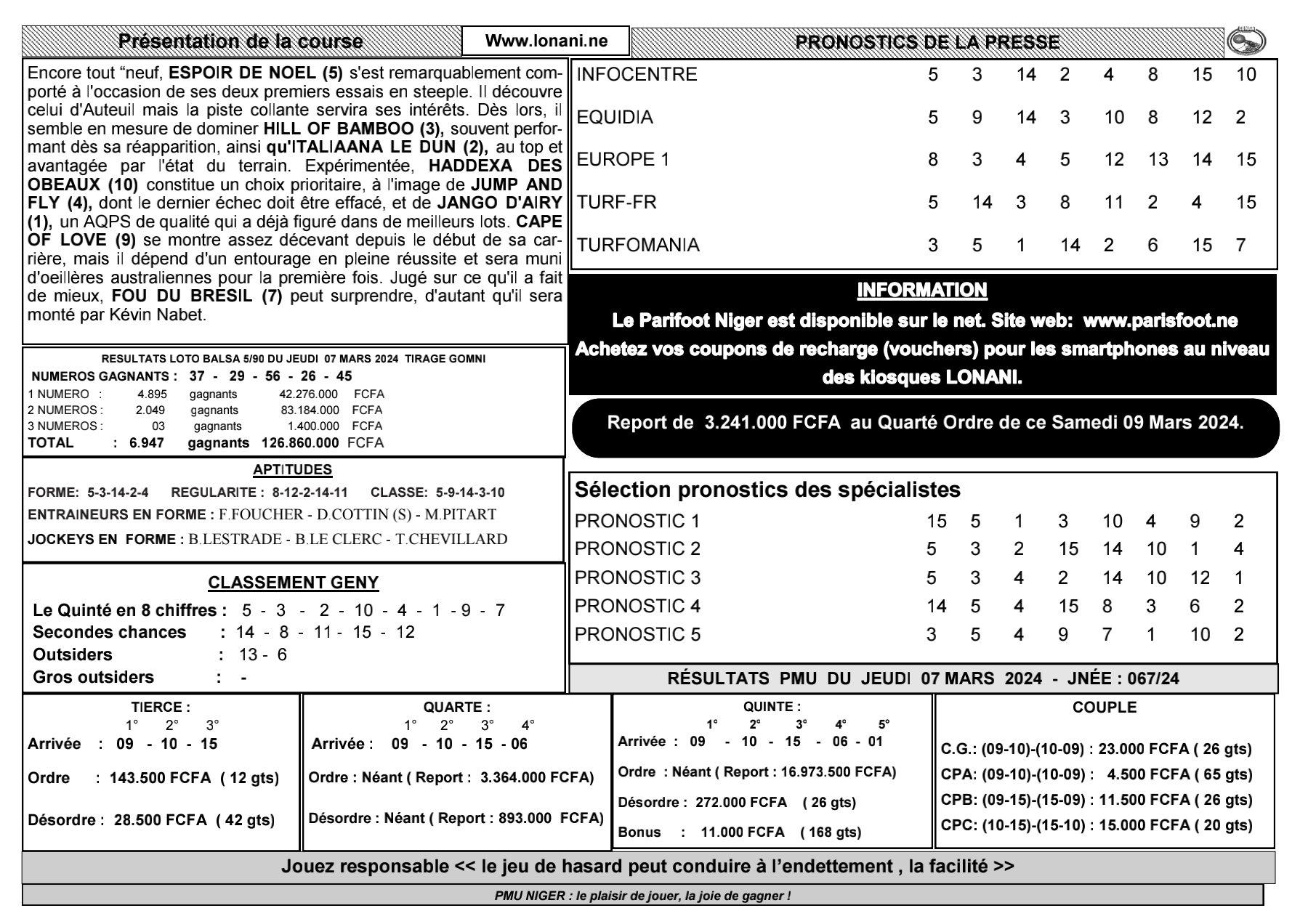 Quinte du samedi 09 mars 2024 pub 2