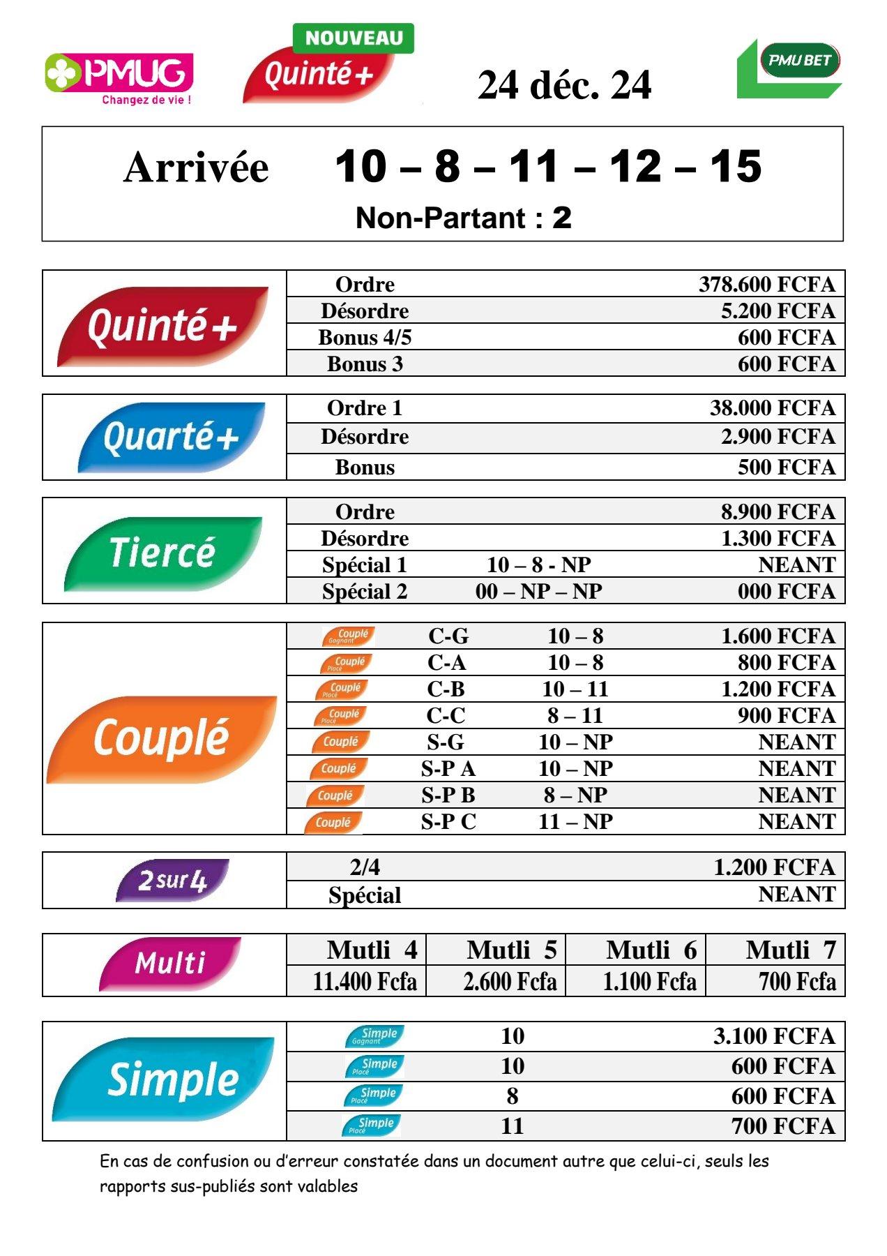 Rapports quinte m c sans 6 jackpot np
