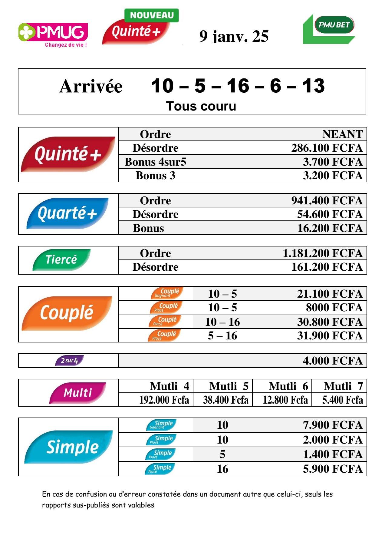 Rapports quinte m c sans 6 jackpot 3