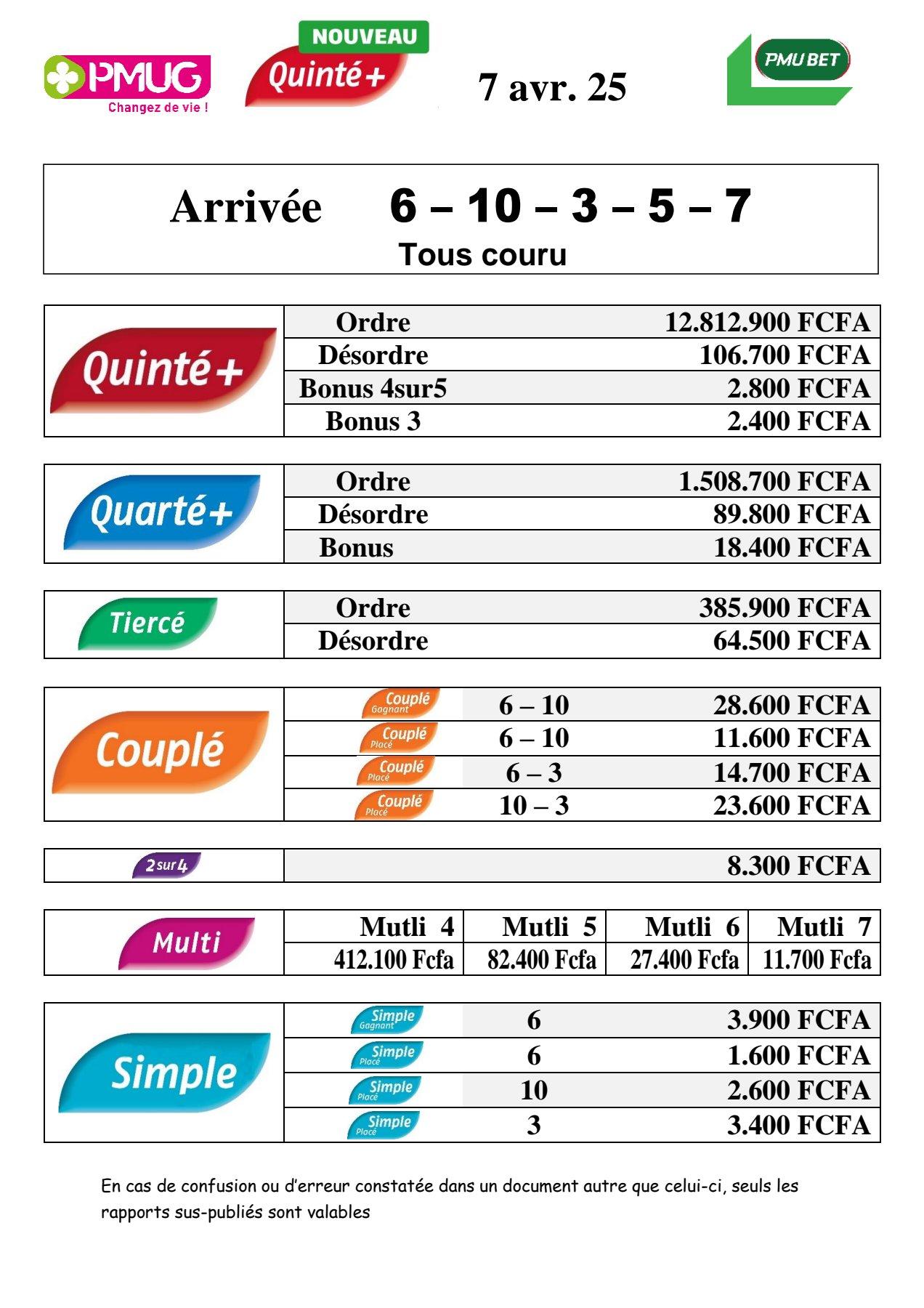 Rapports quinte m c sans 6 jackpot 48