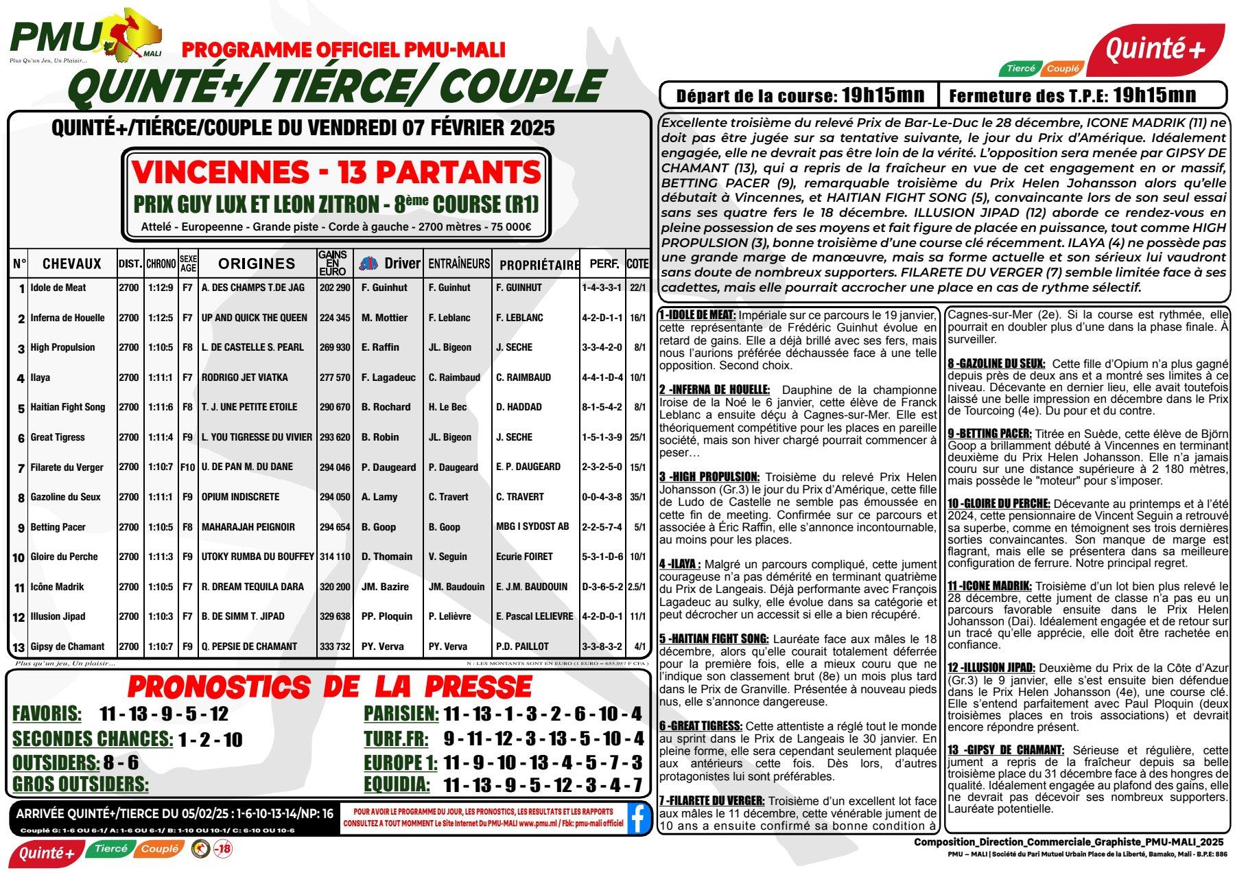 Trot quinte 07 02 25 1