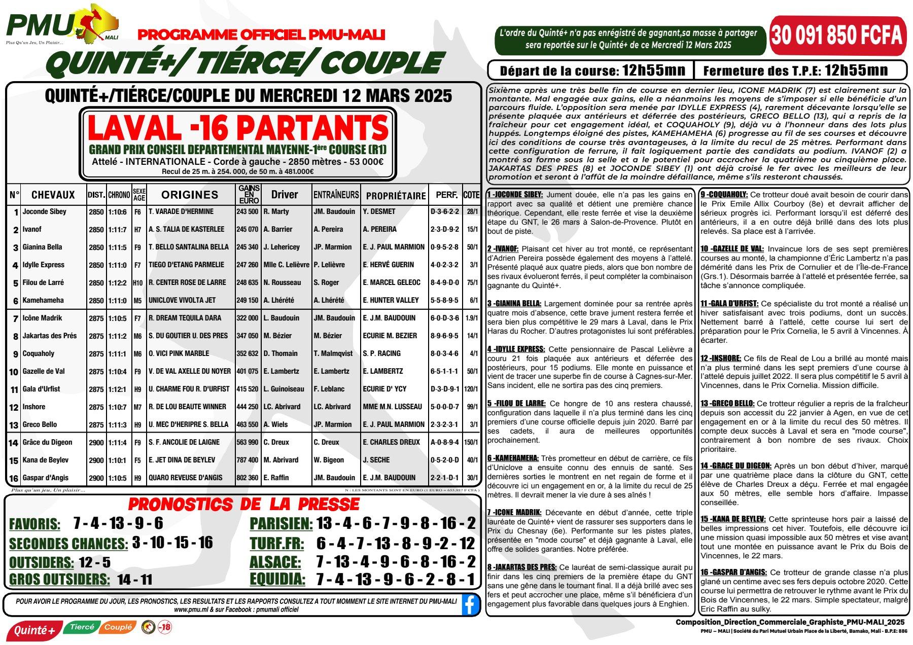 Trot quinte 12 03 25 1