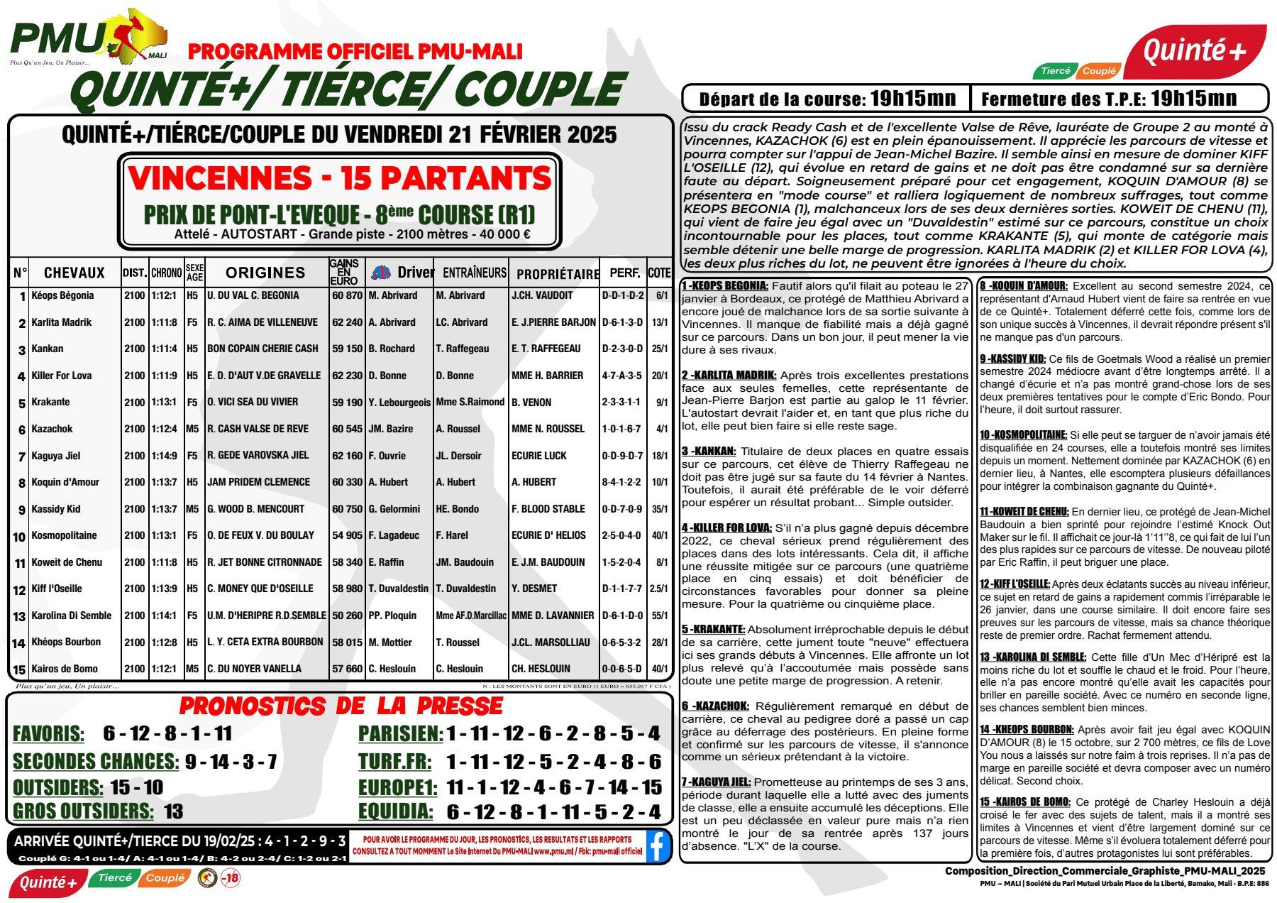 Trot quinte 21 02 25 1